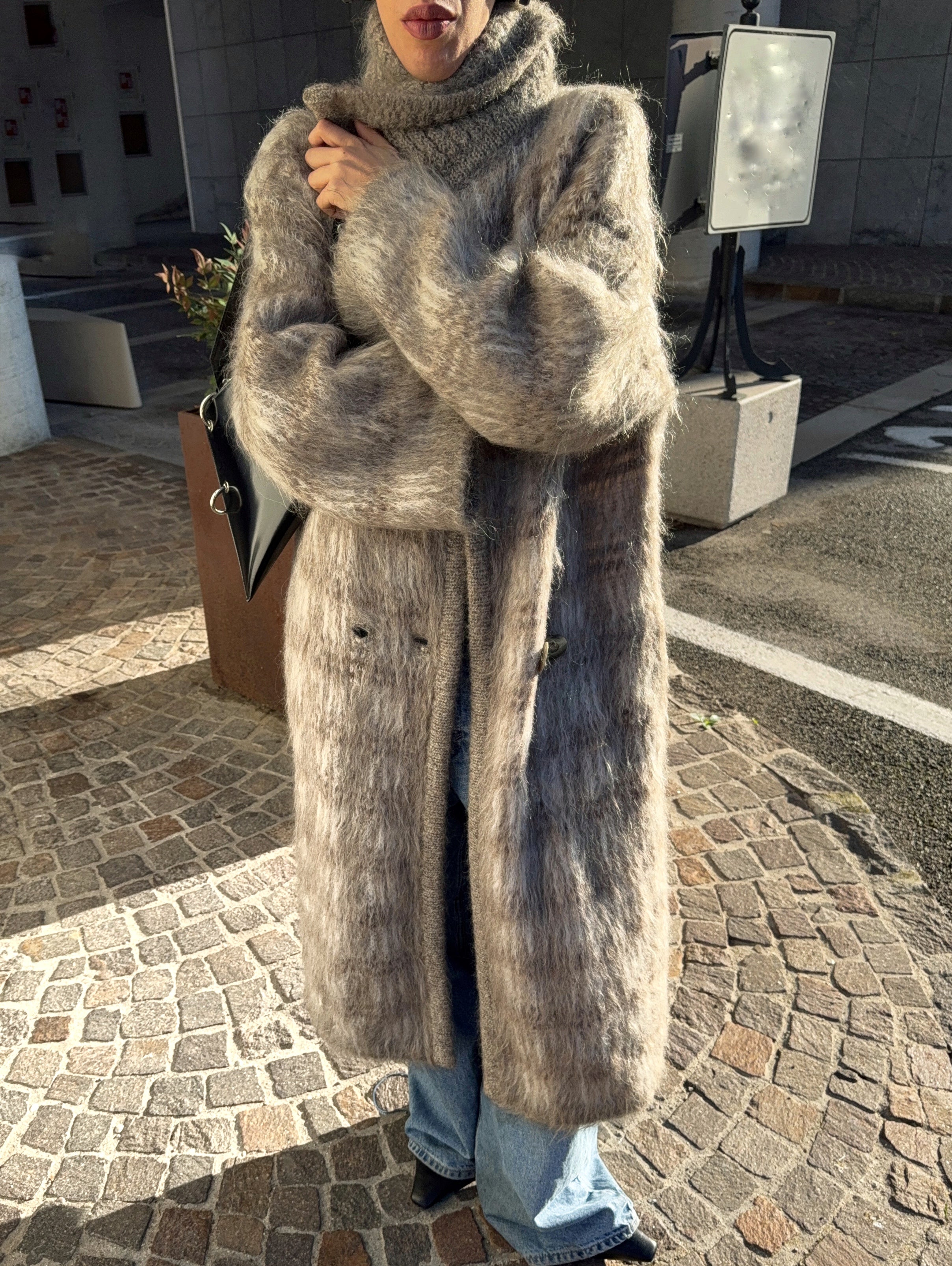 Mohair wool maxi coat