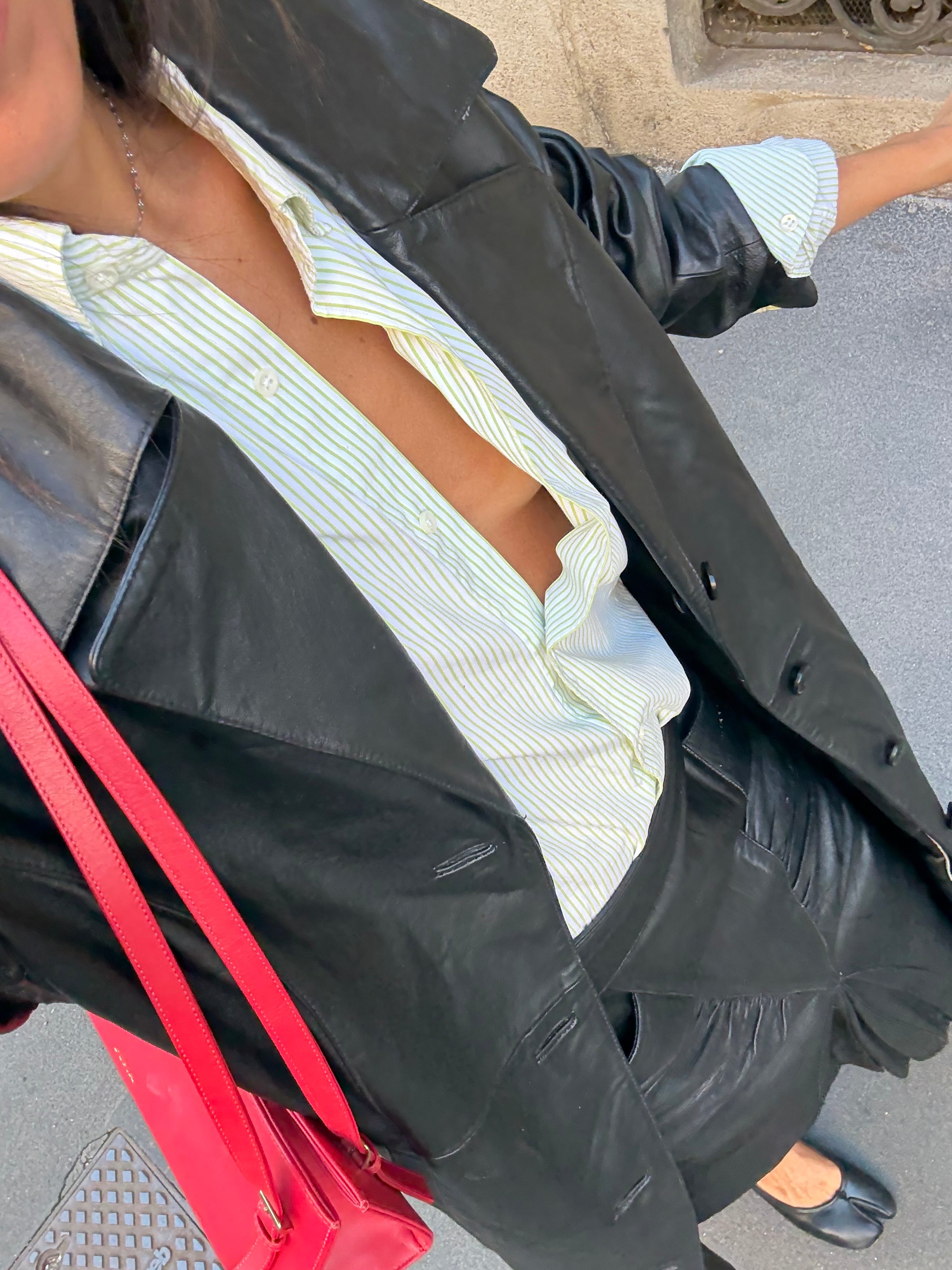 100% leather long coat