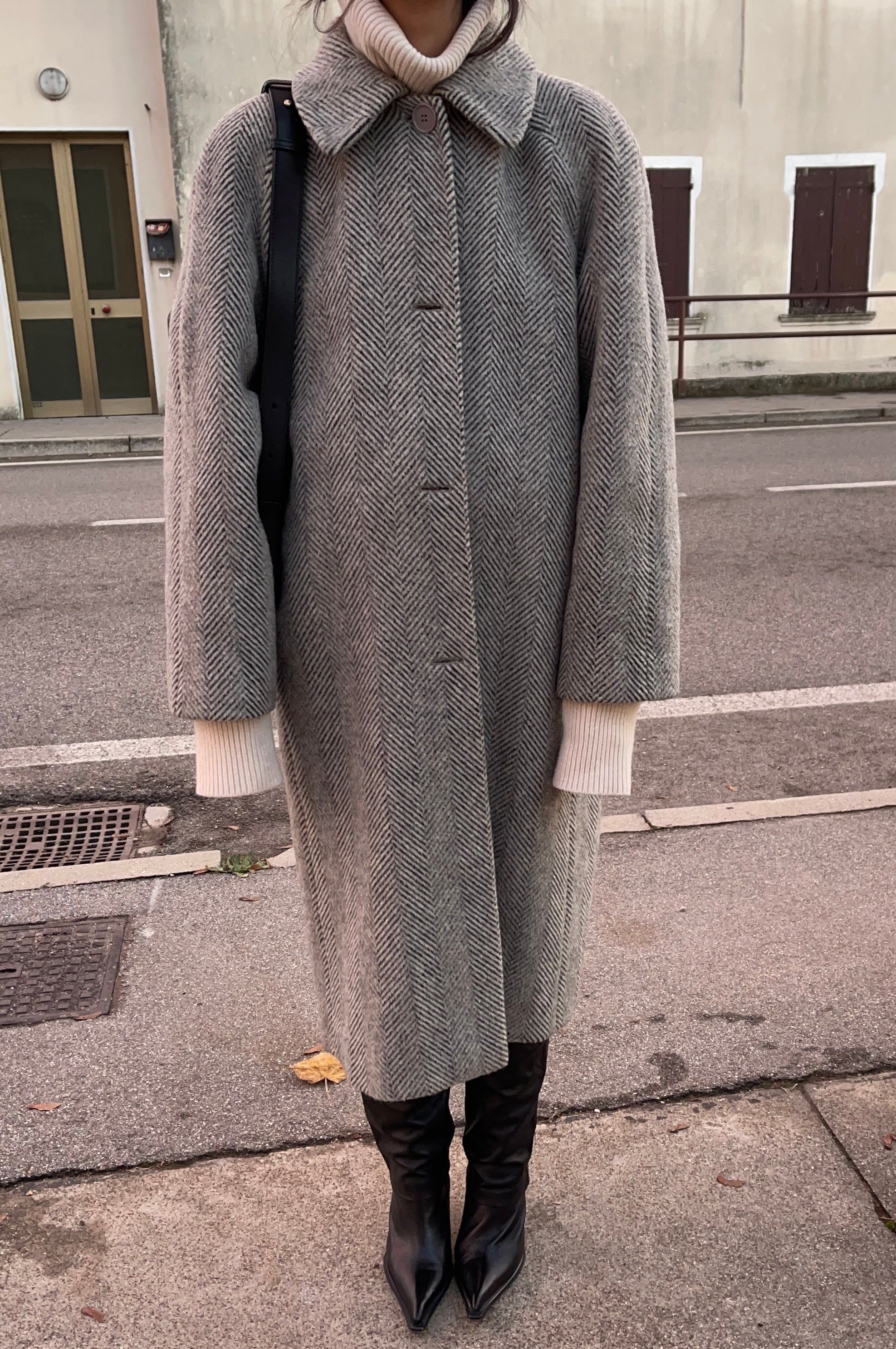 Spigato coat mohair blend