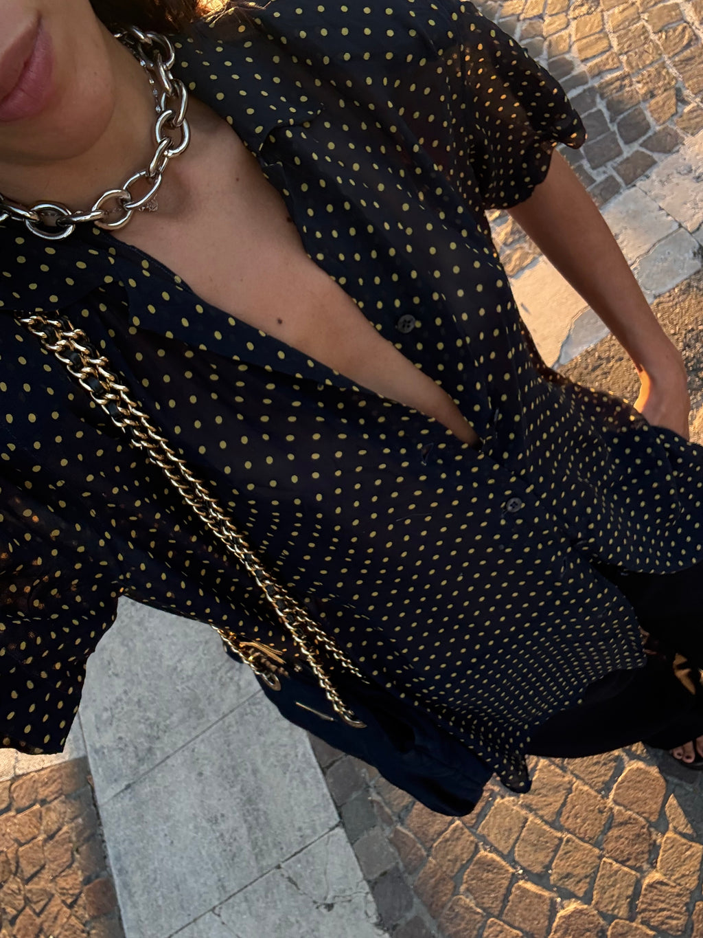 100% silk micro pois shirt