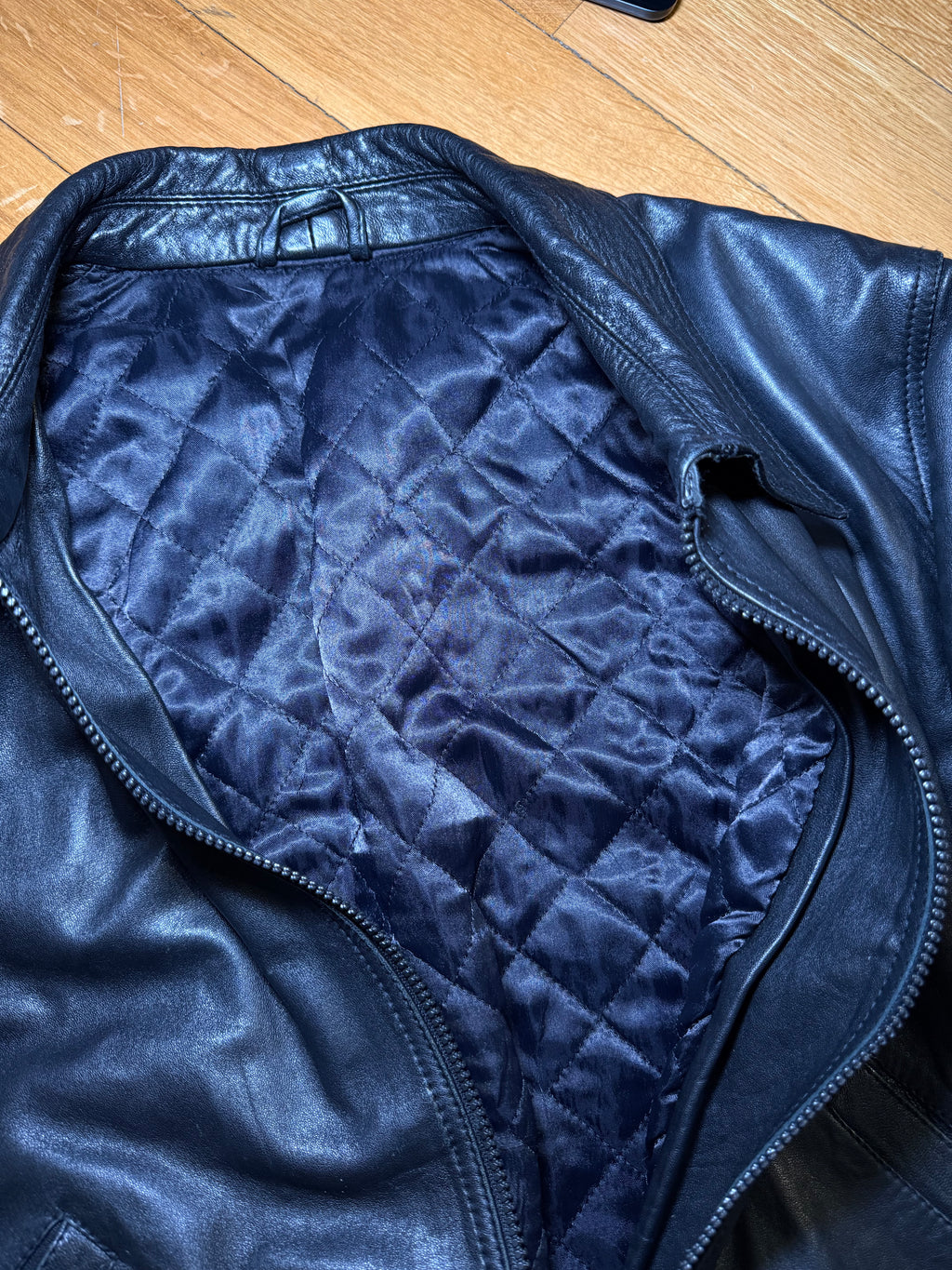 Leather bomber jacket