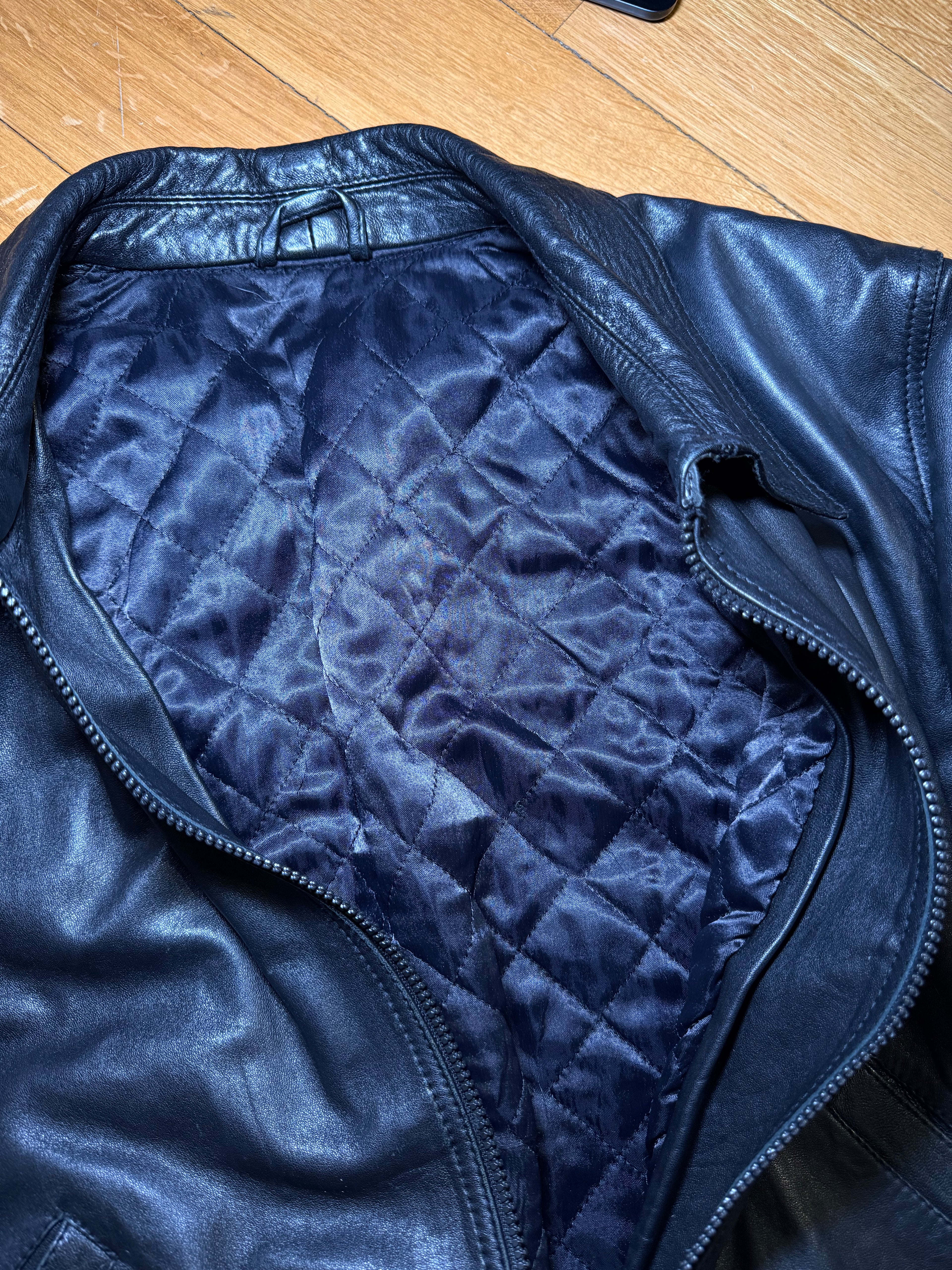 Leather bomber jacket