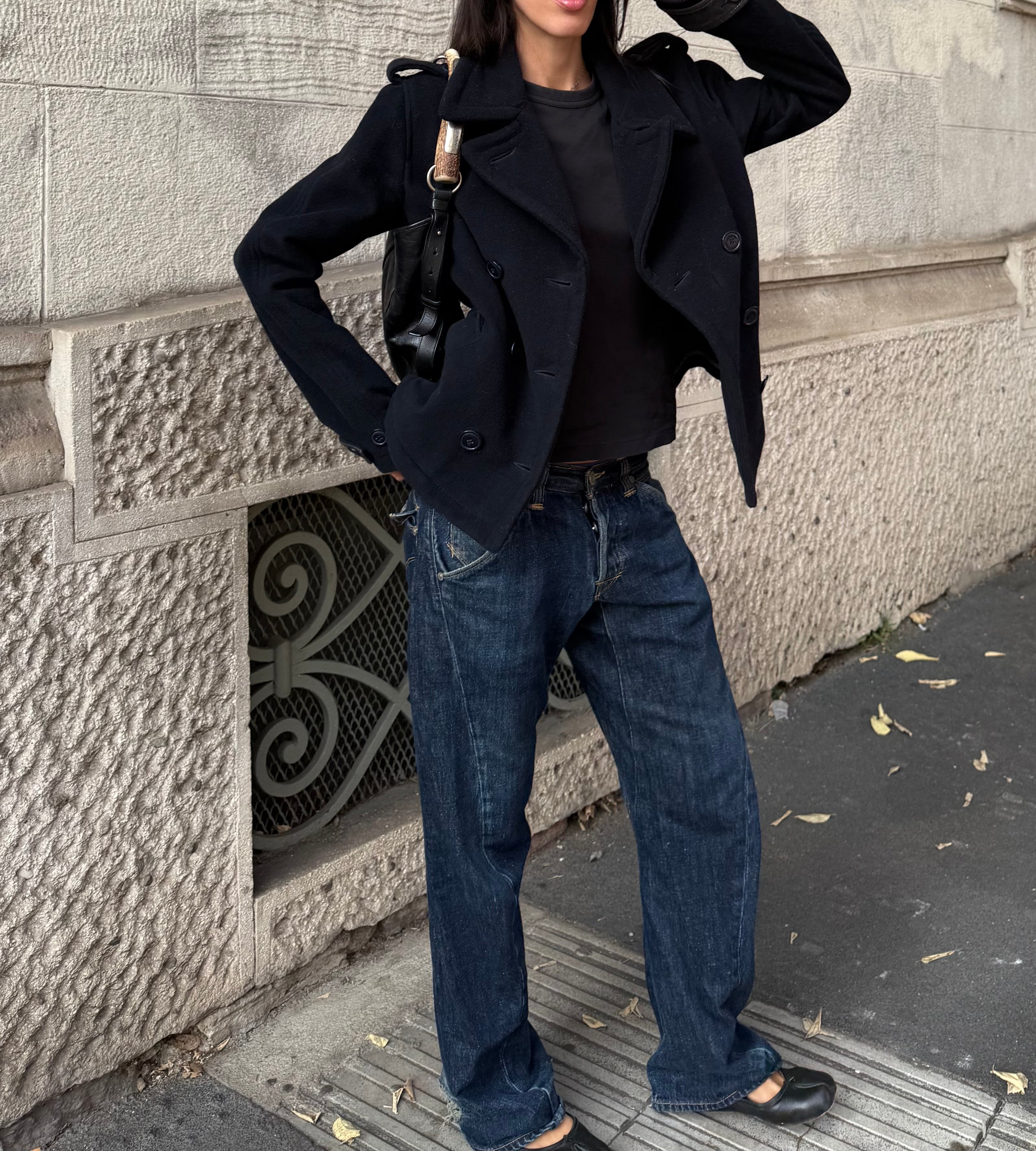 Black wool peacoat
