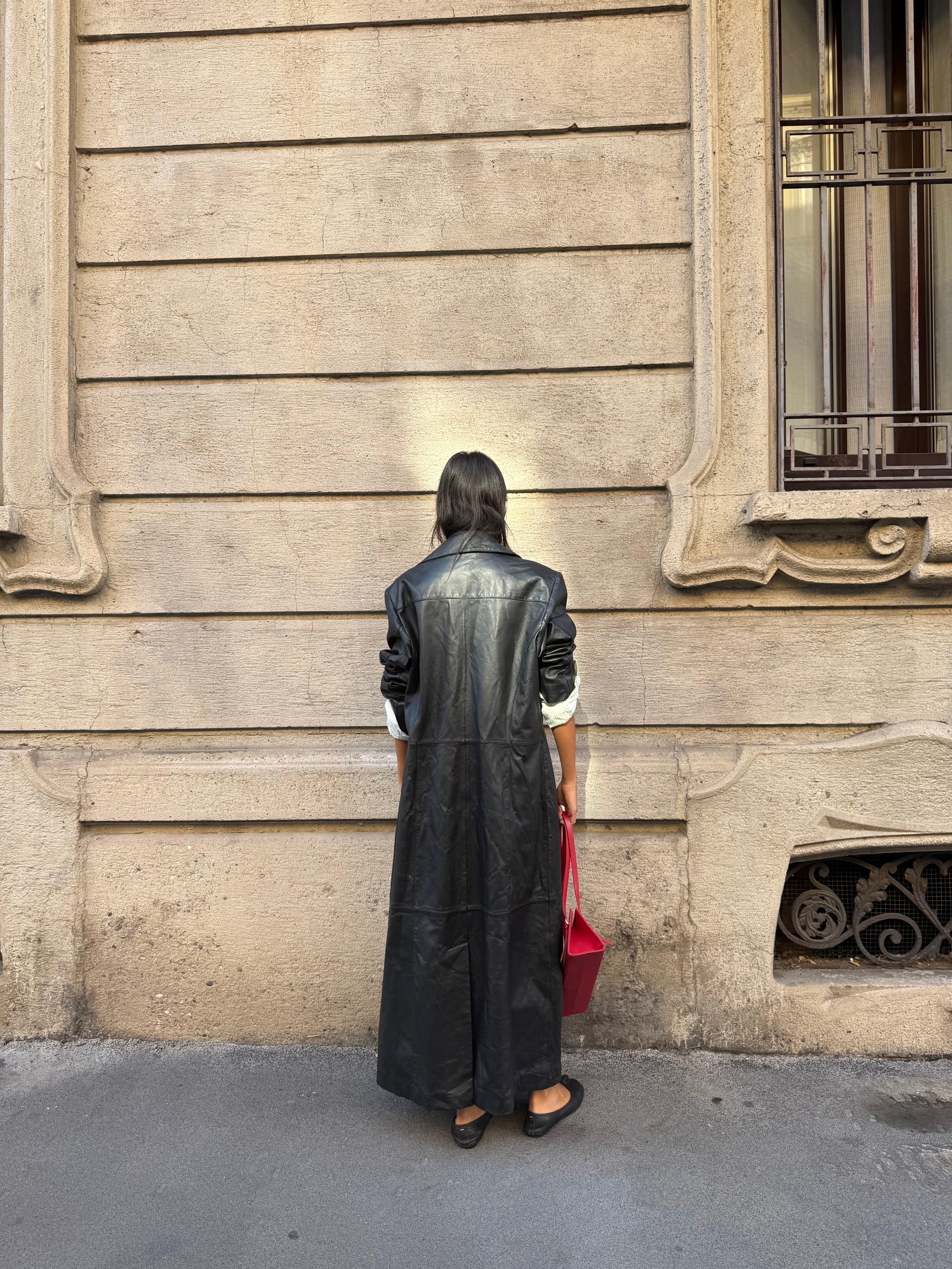 100% leather long coat
