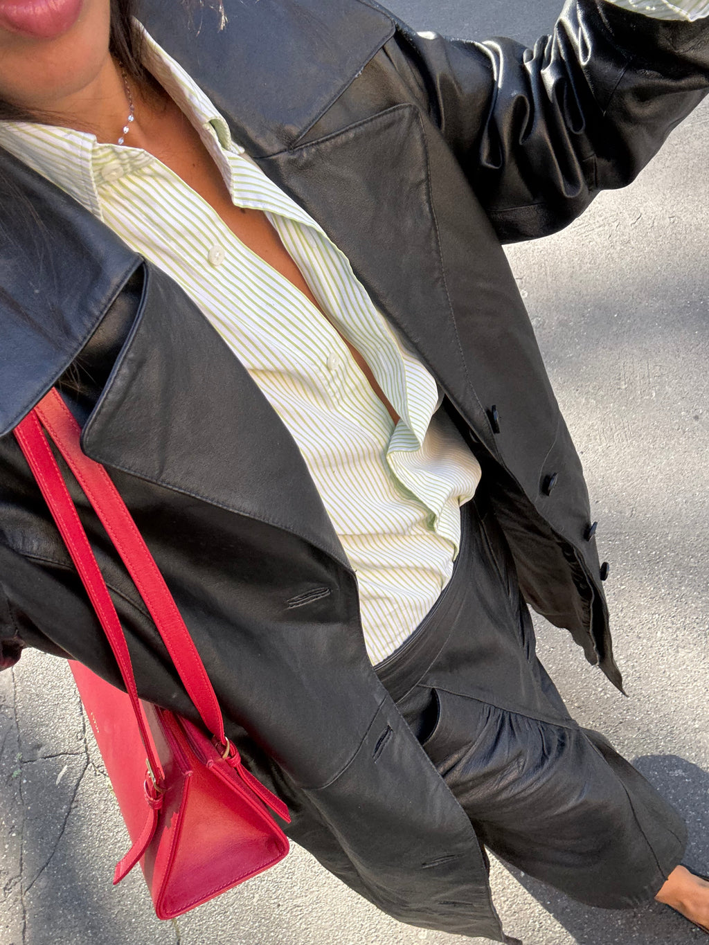 100% leather long coat