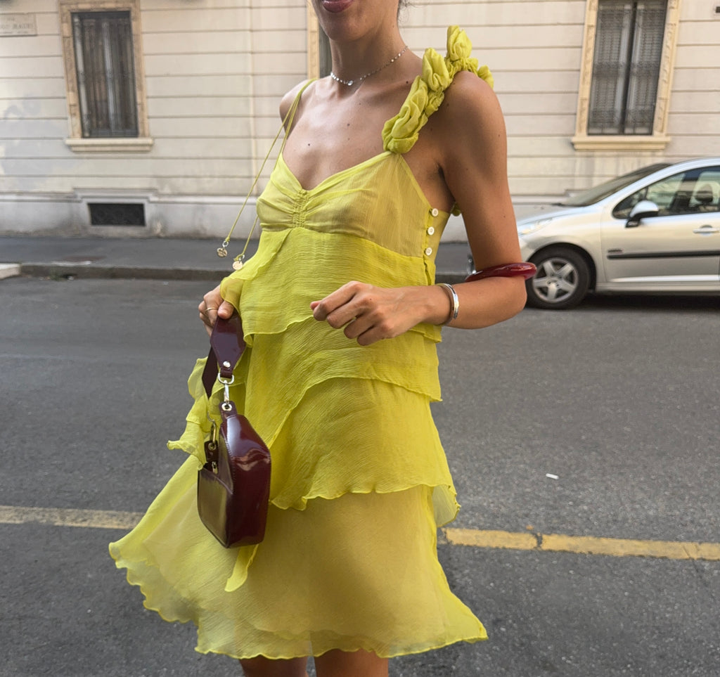 100% silk lime dress