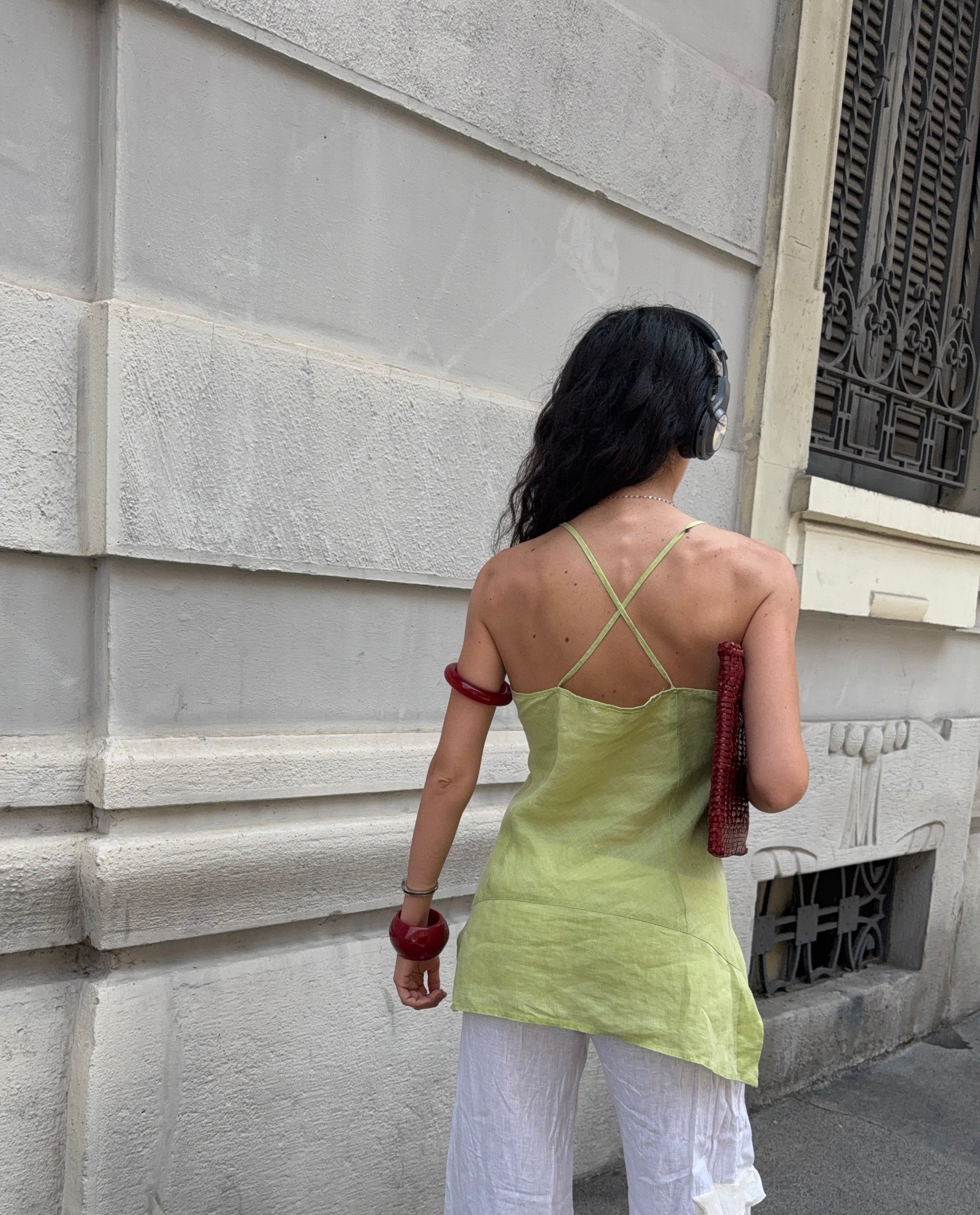 Lime linen top