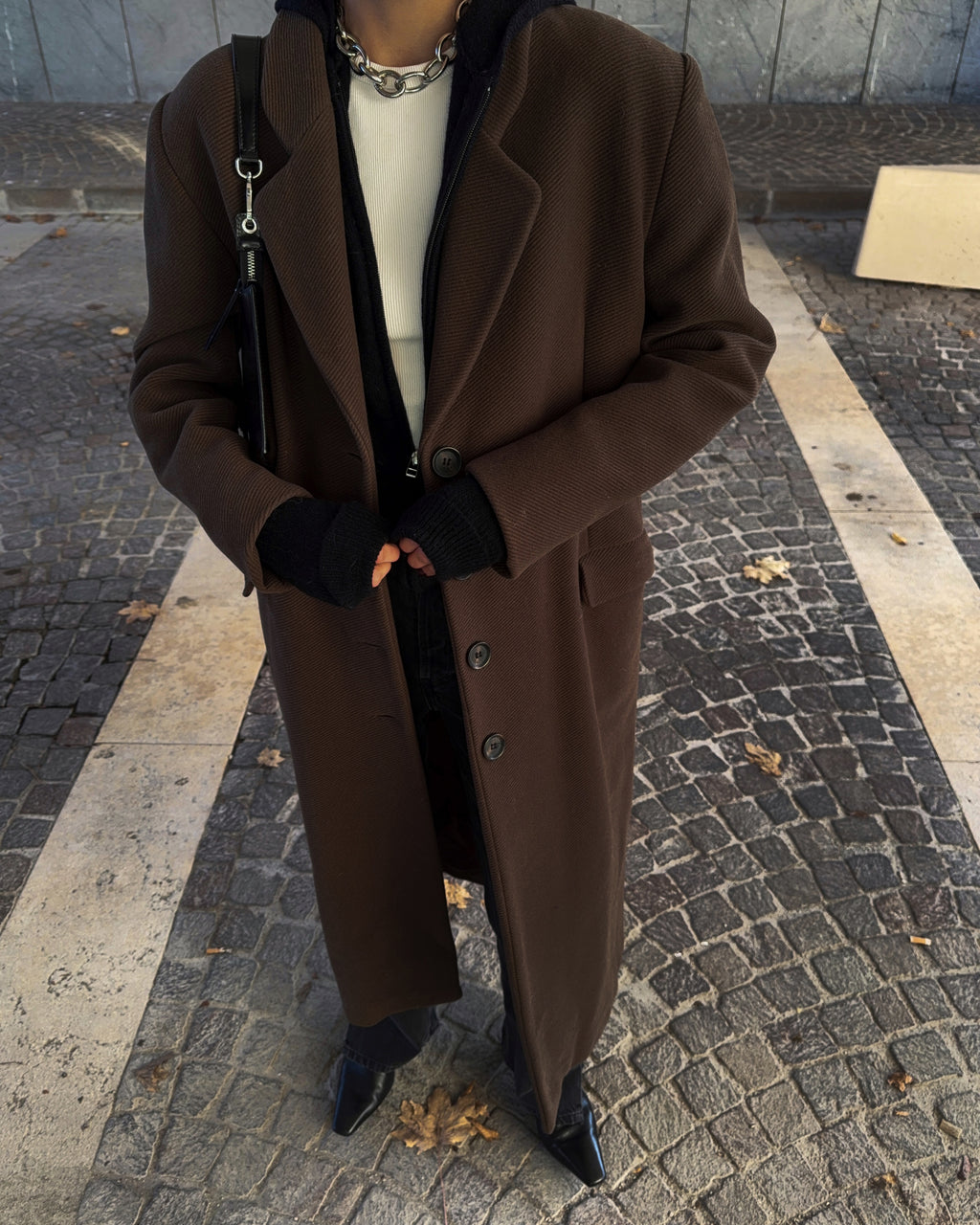brown long coat