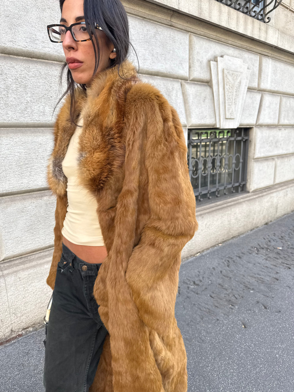 Reversible fur & leather coat