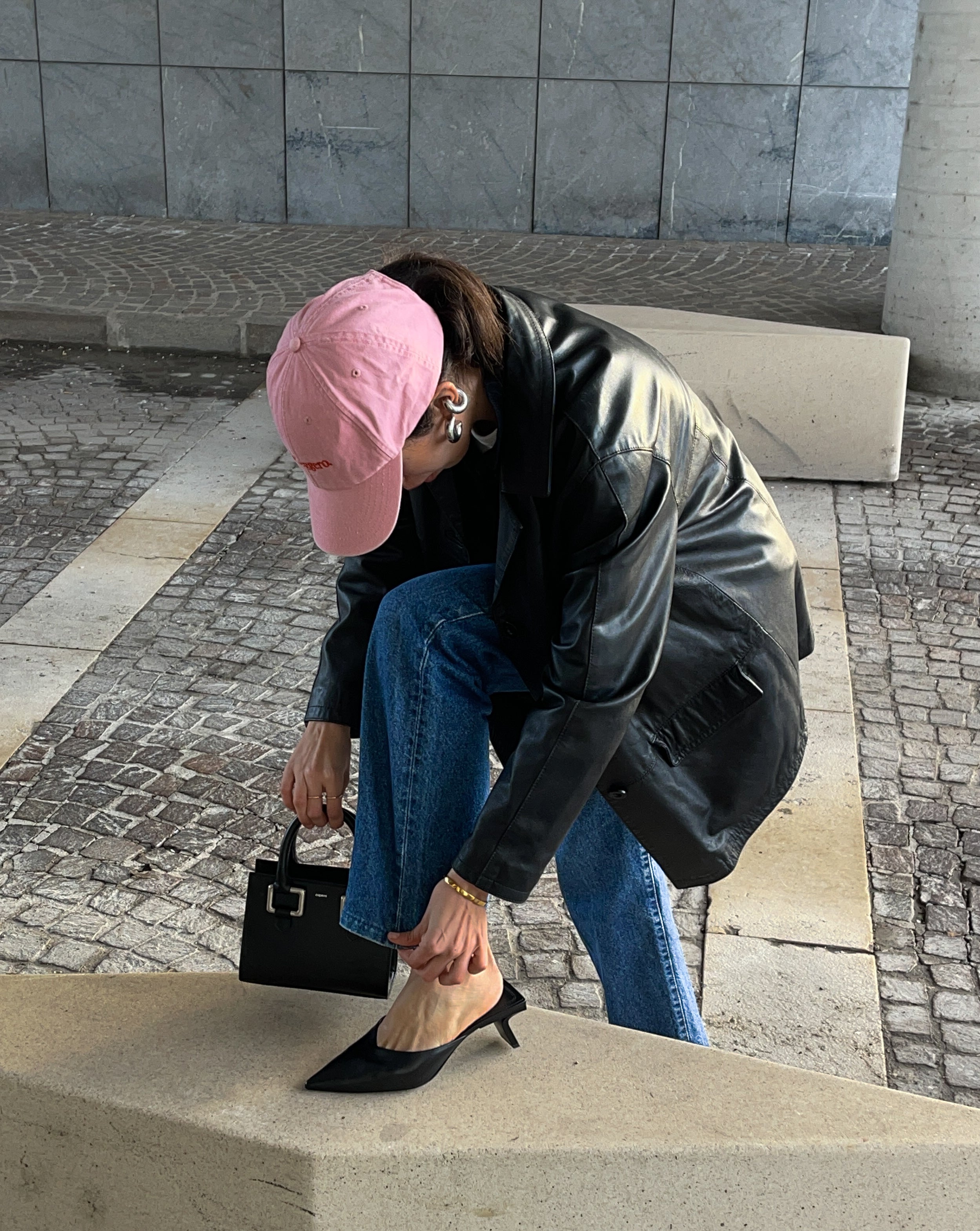 minimal 90s leather jacket