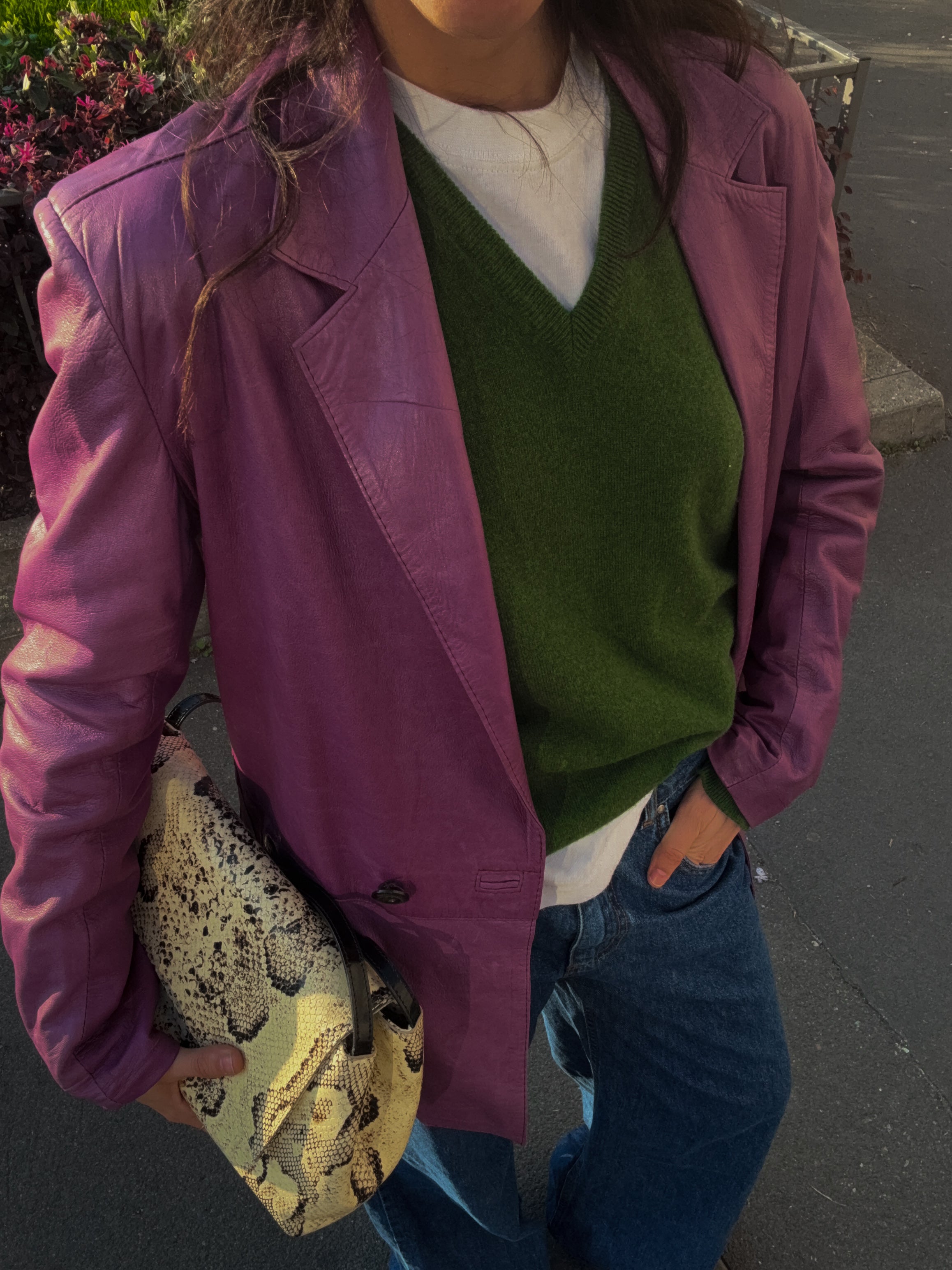 Leather lilac jacket