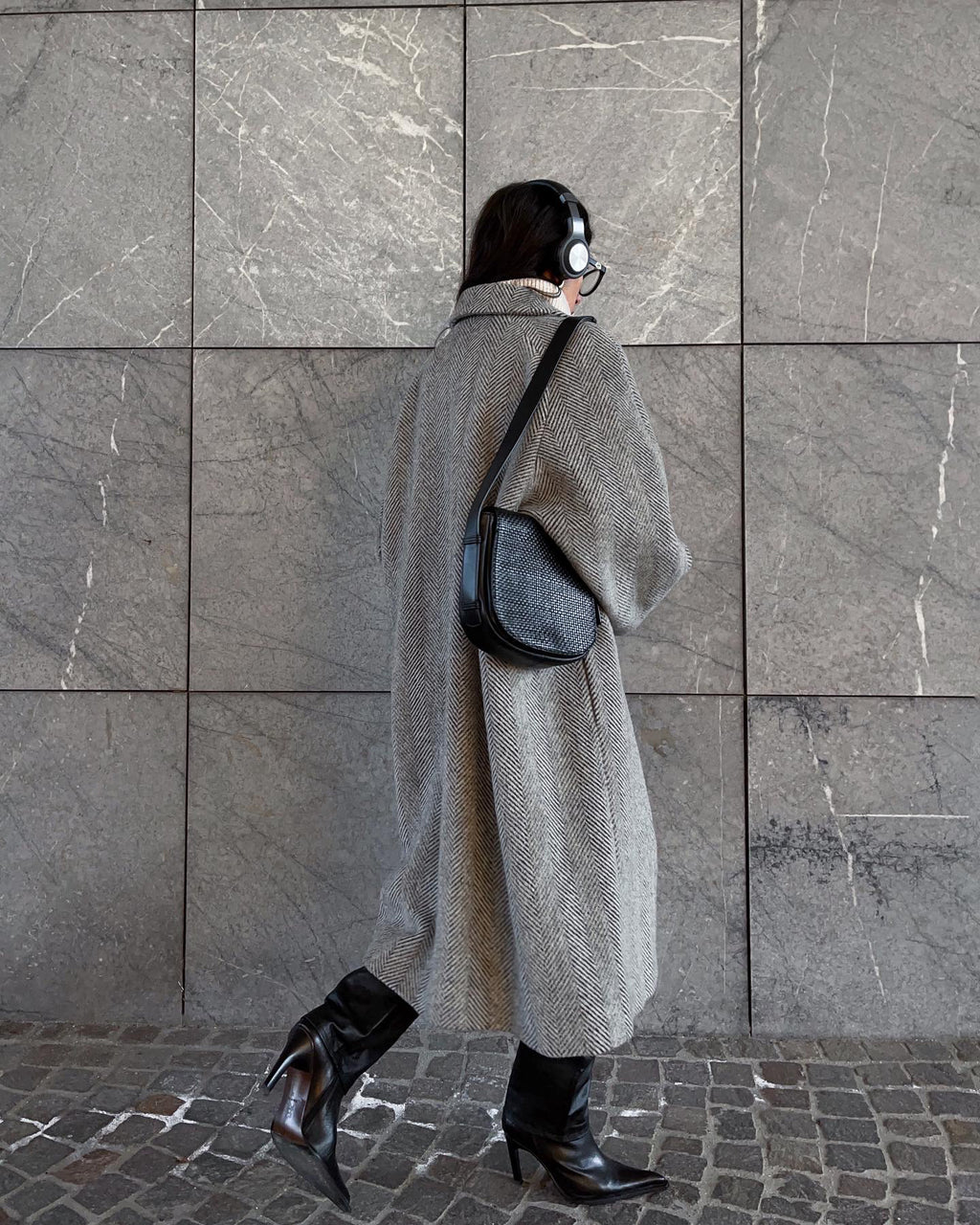 Spigato coat mohair blend