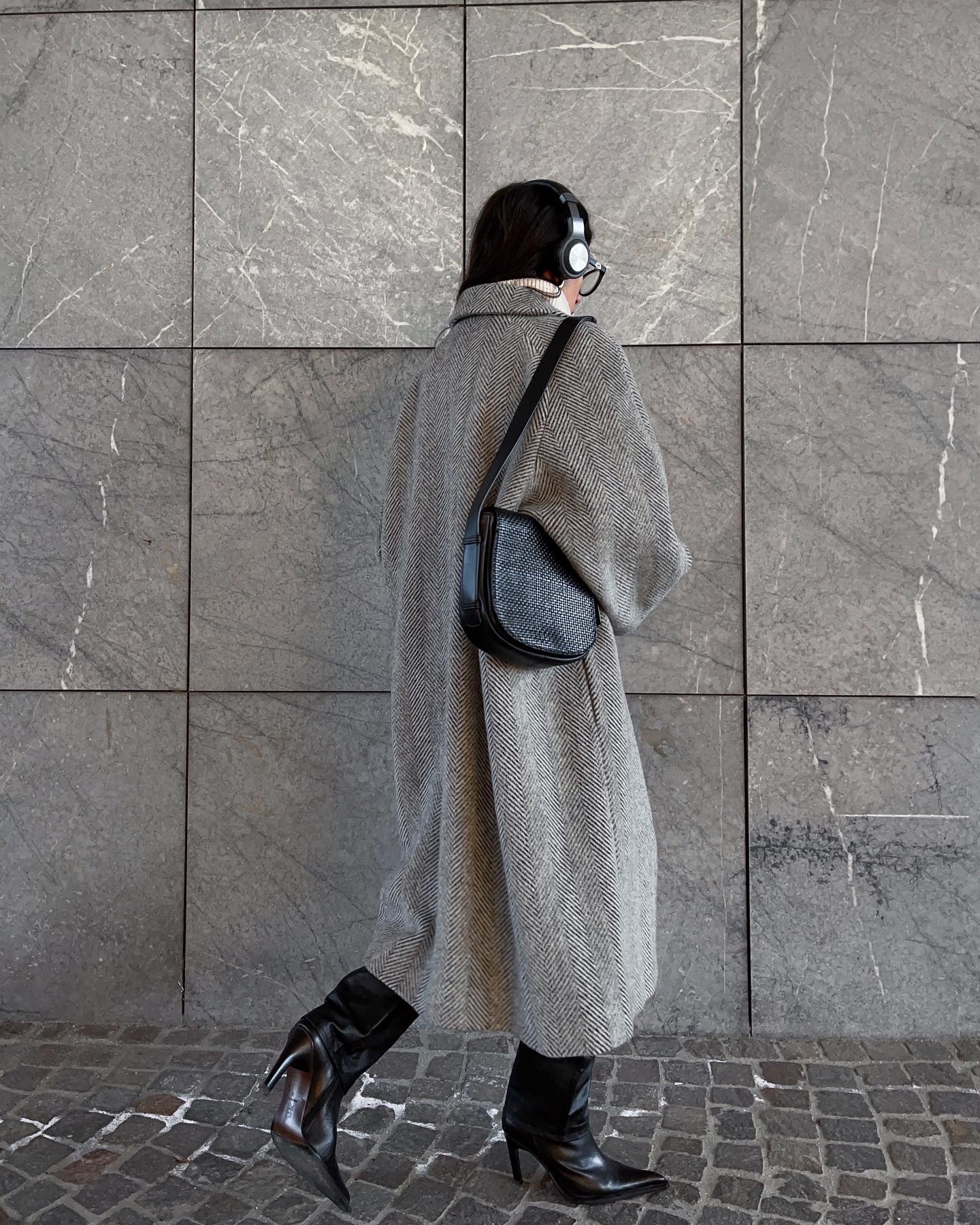 Spigato coat mohair blend