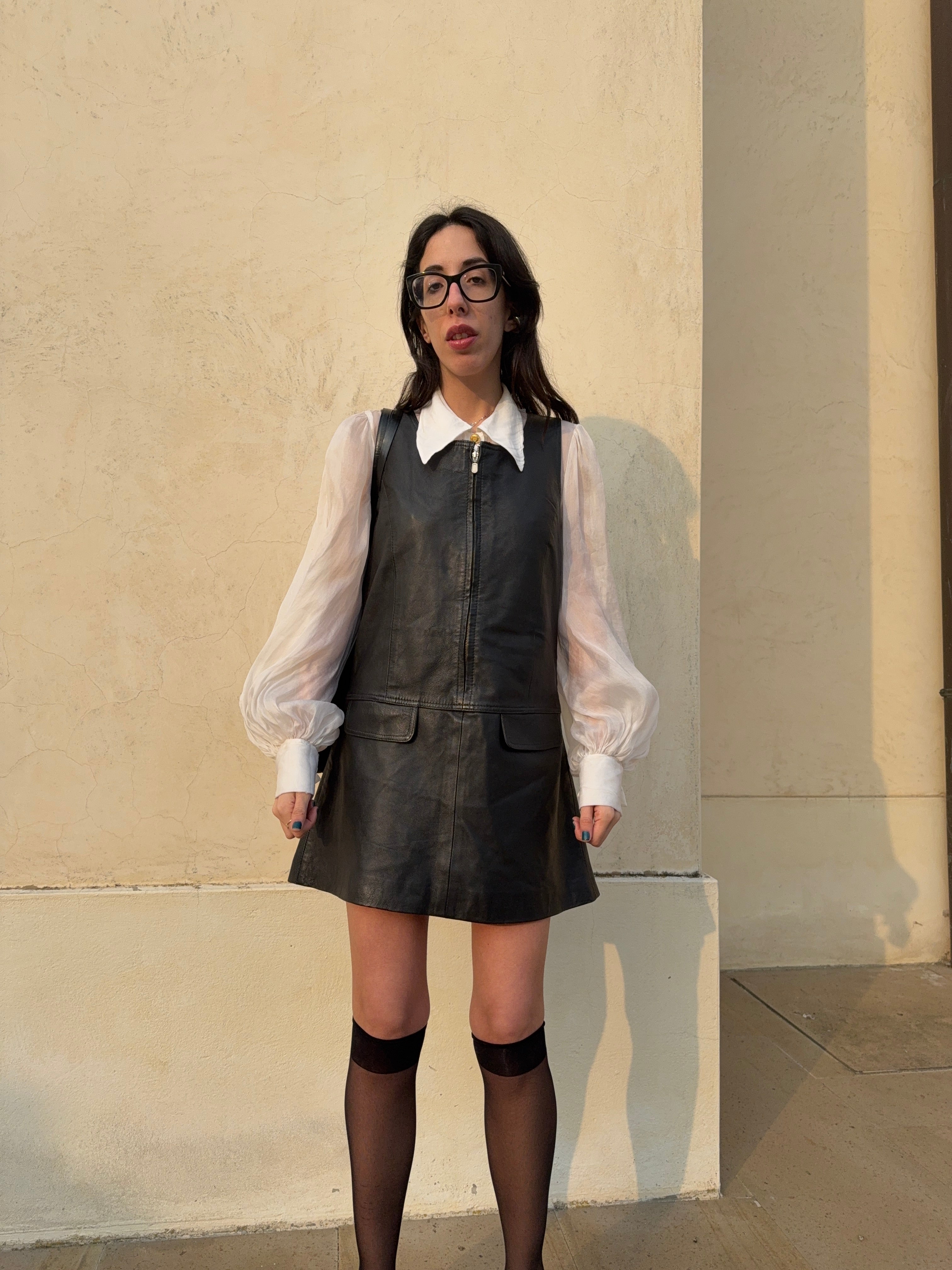 Leather mini dress