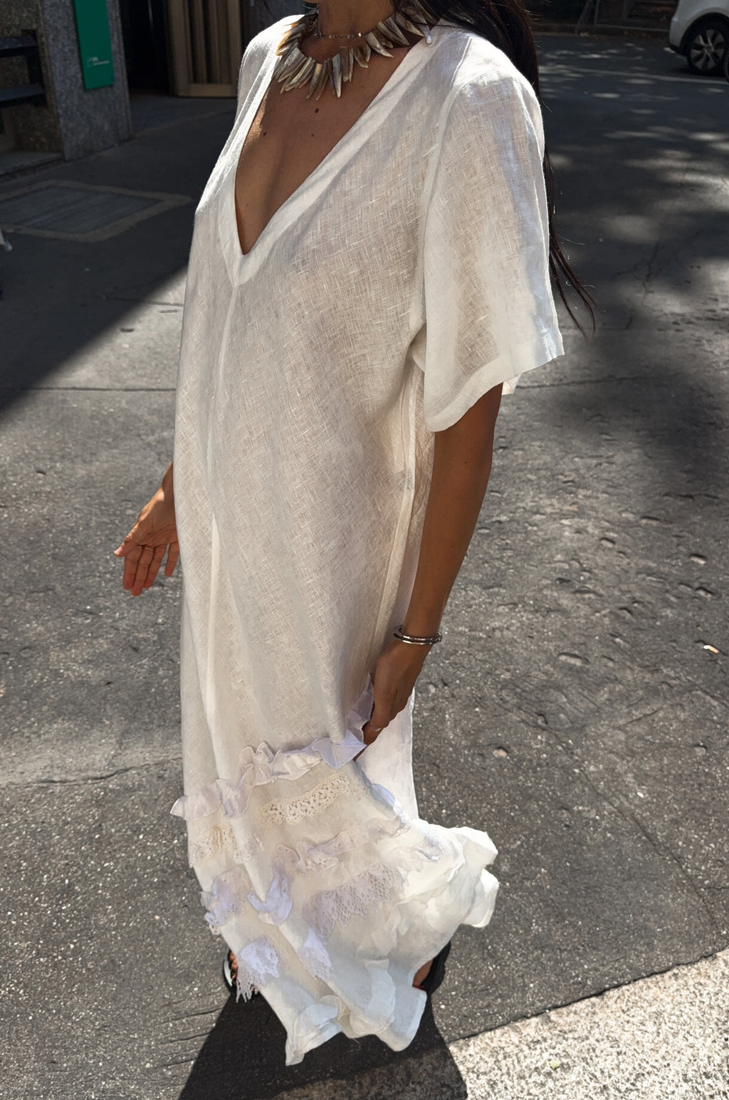100 linen white dress