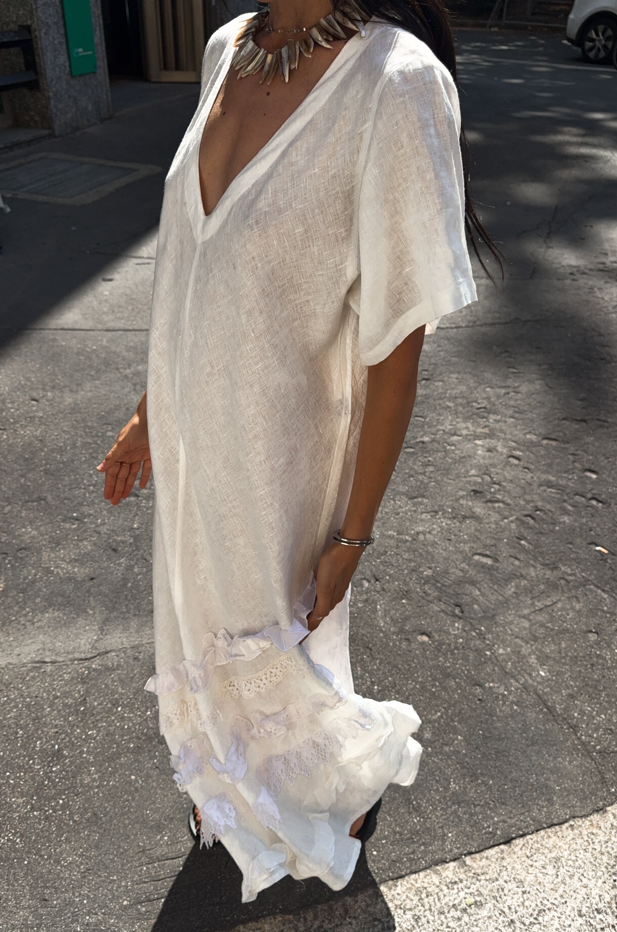100 linen white dress