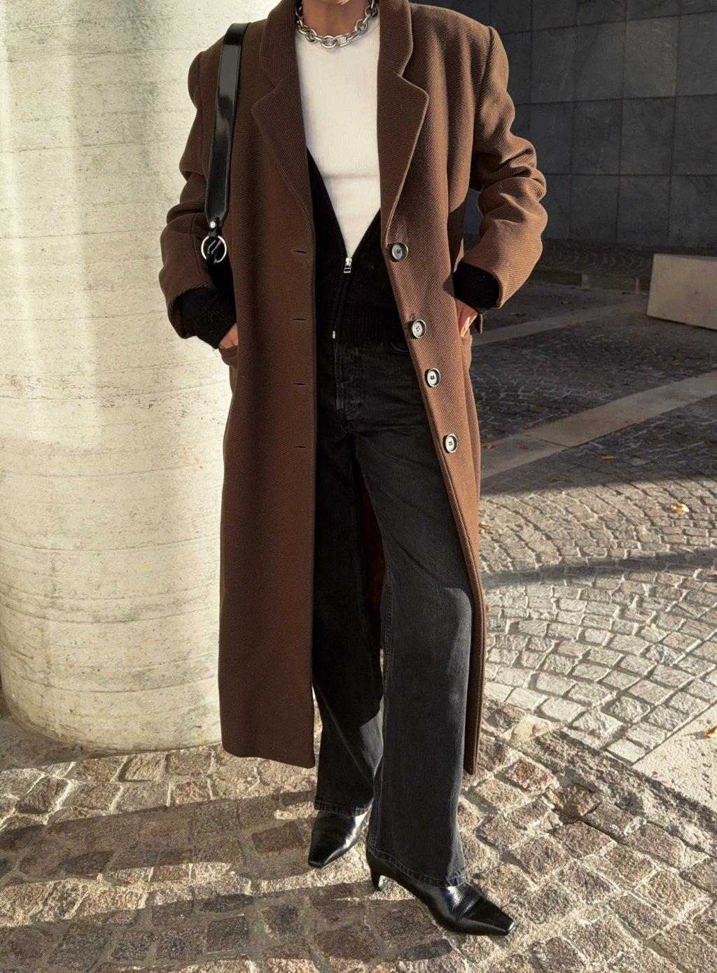 brown long coat