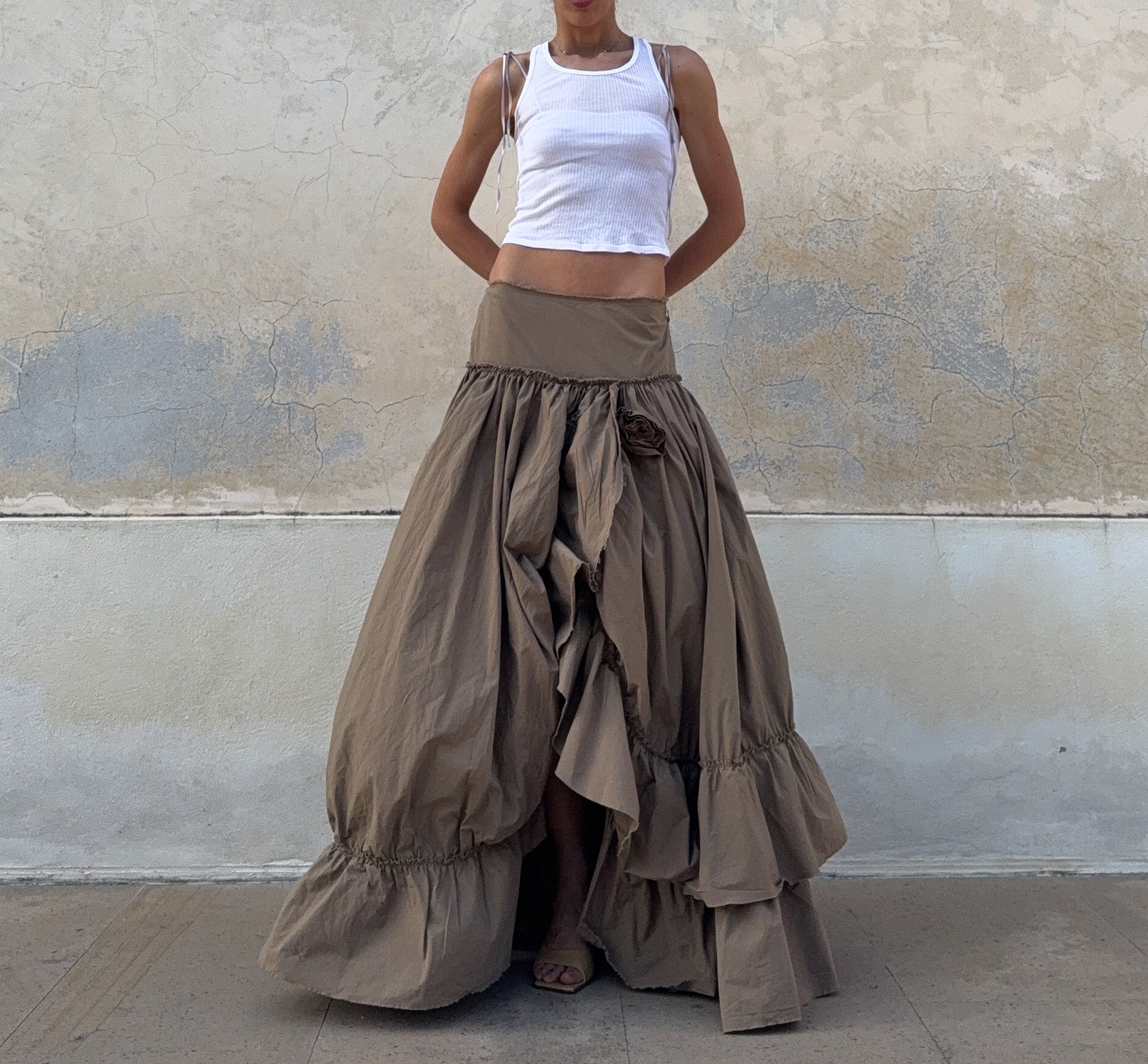 100% cotton maxi ruffle skirt