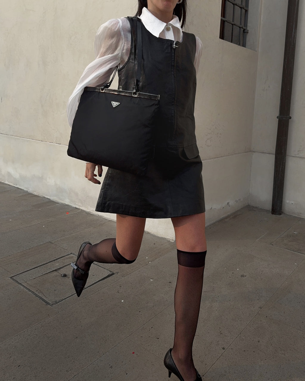 Leather mini dress