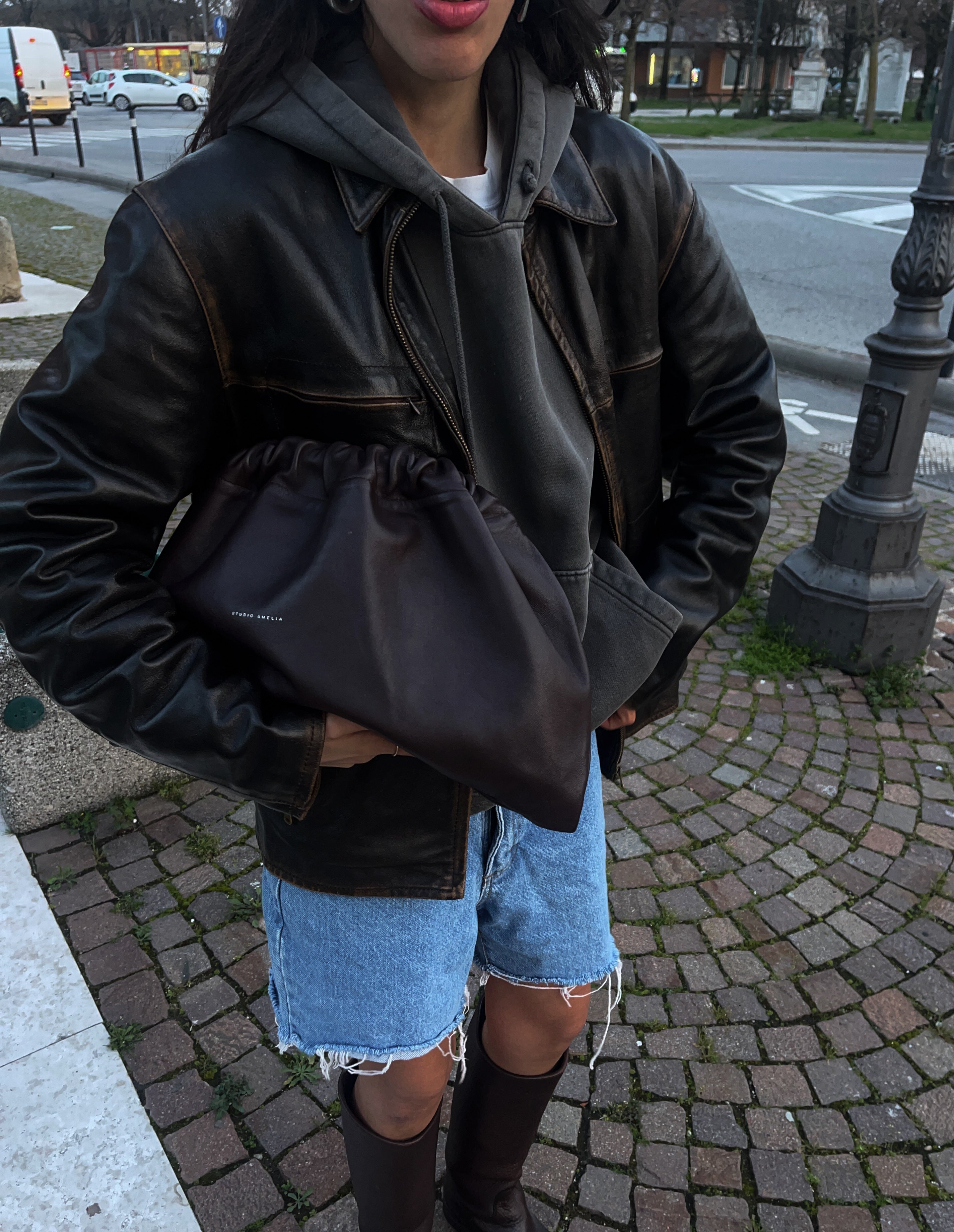 Coated leather jacket*