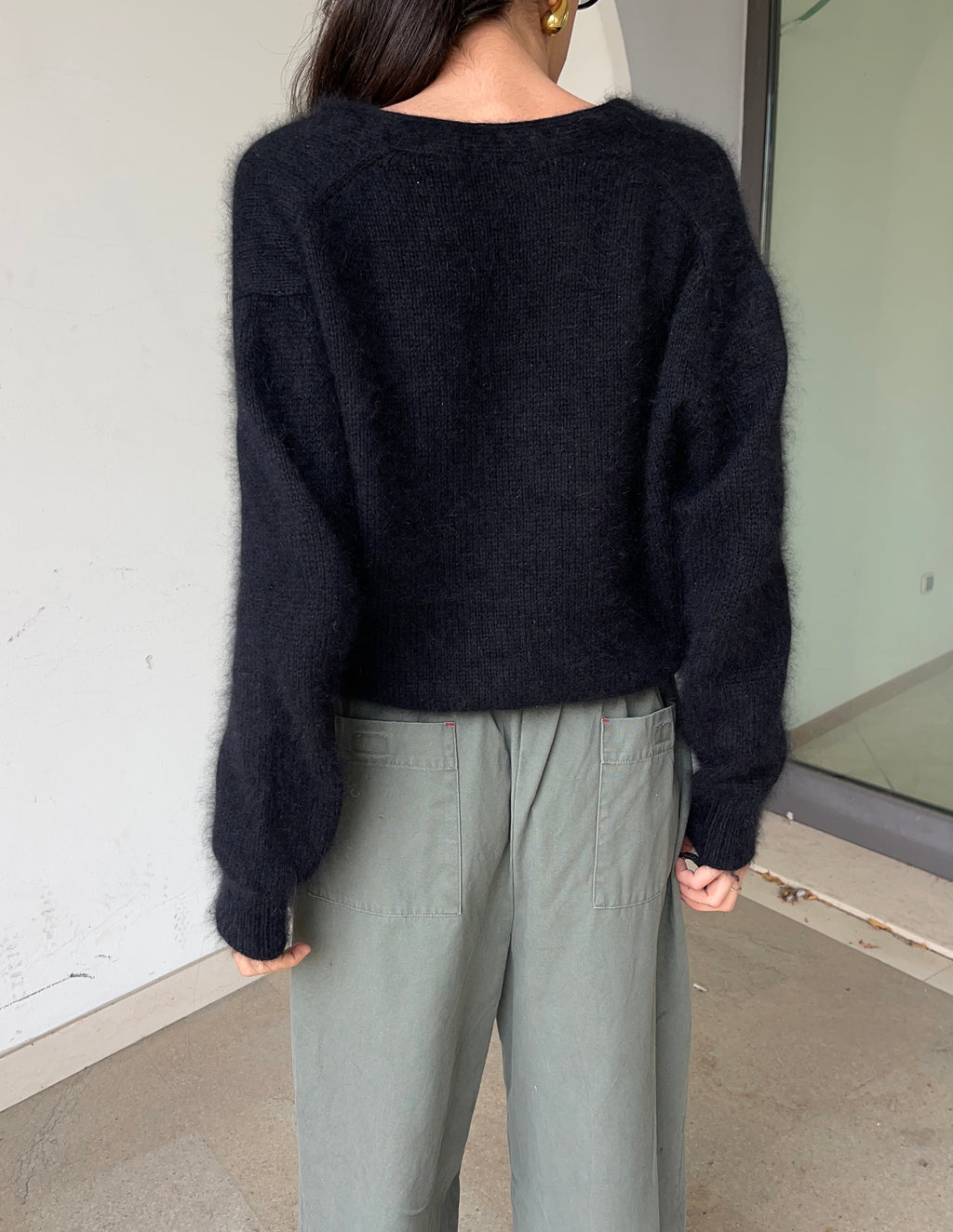 Angora black cropped cardigan