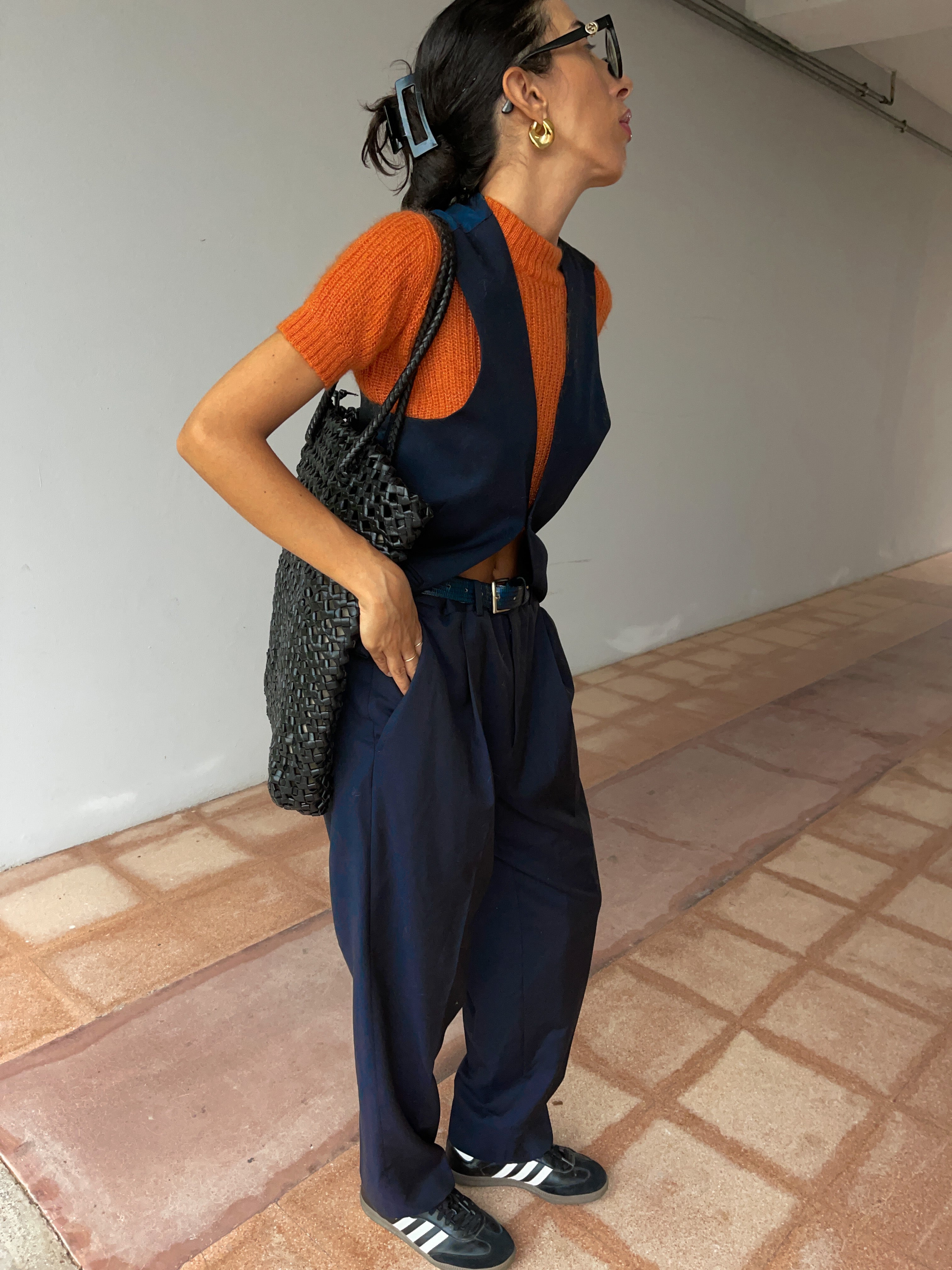 Blue gilet suit