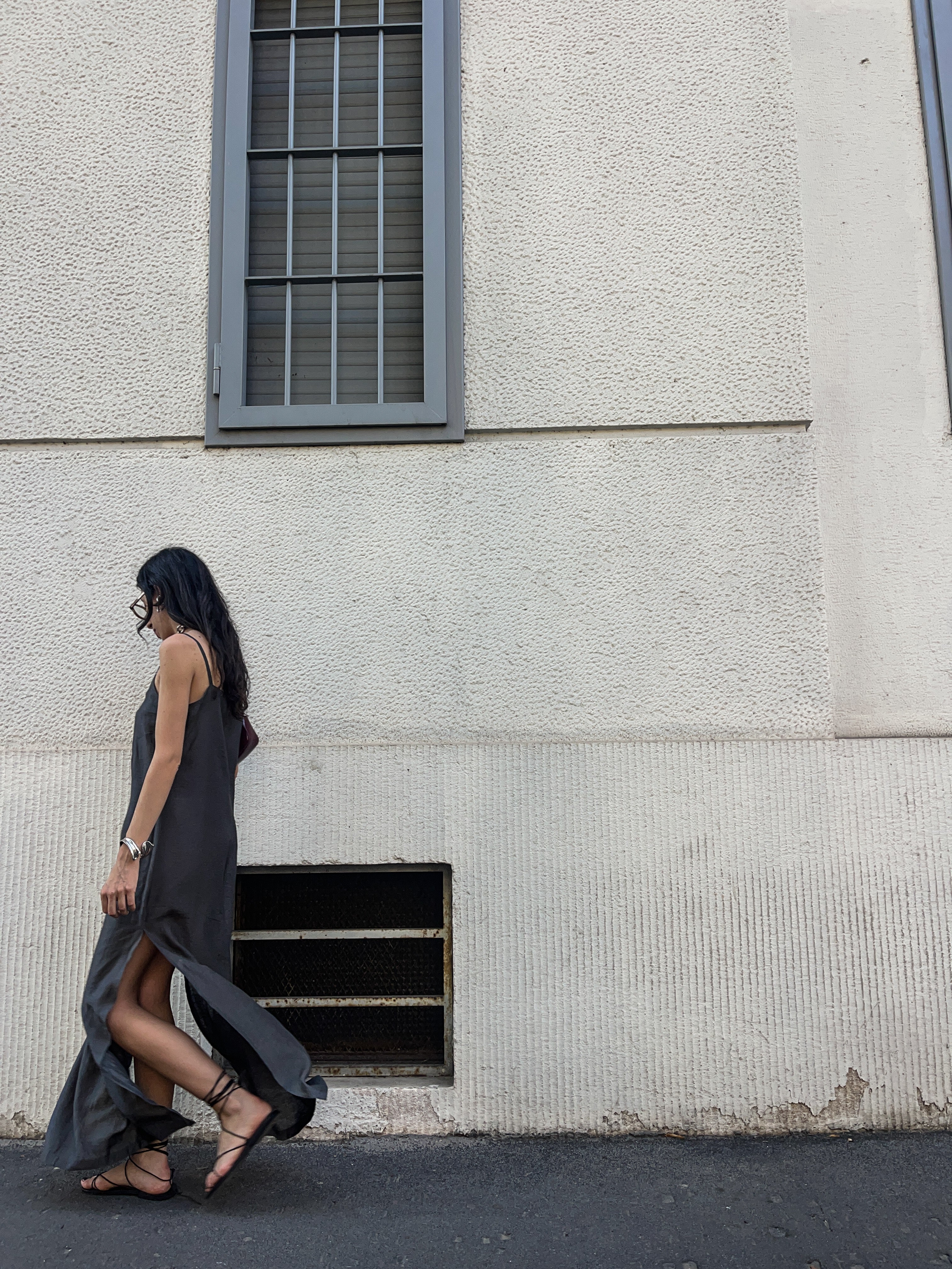 Linen maxi grey dress