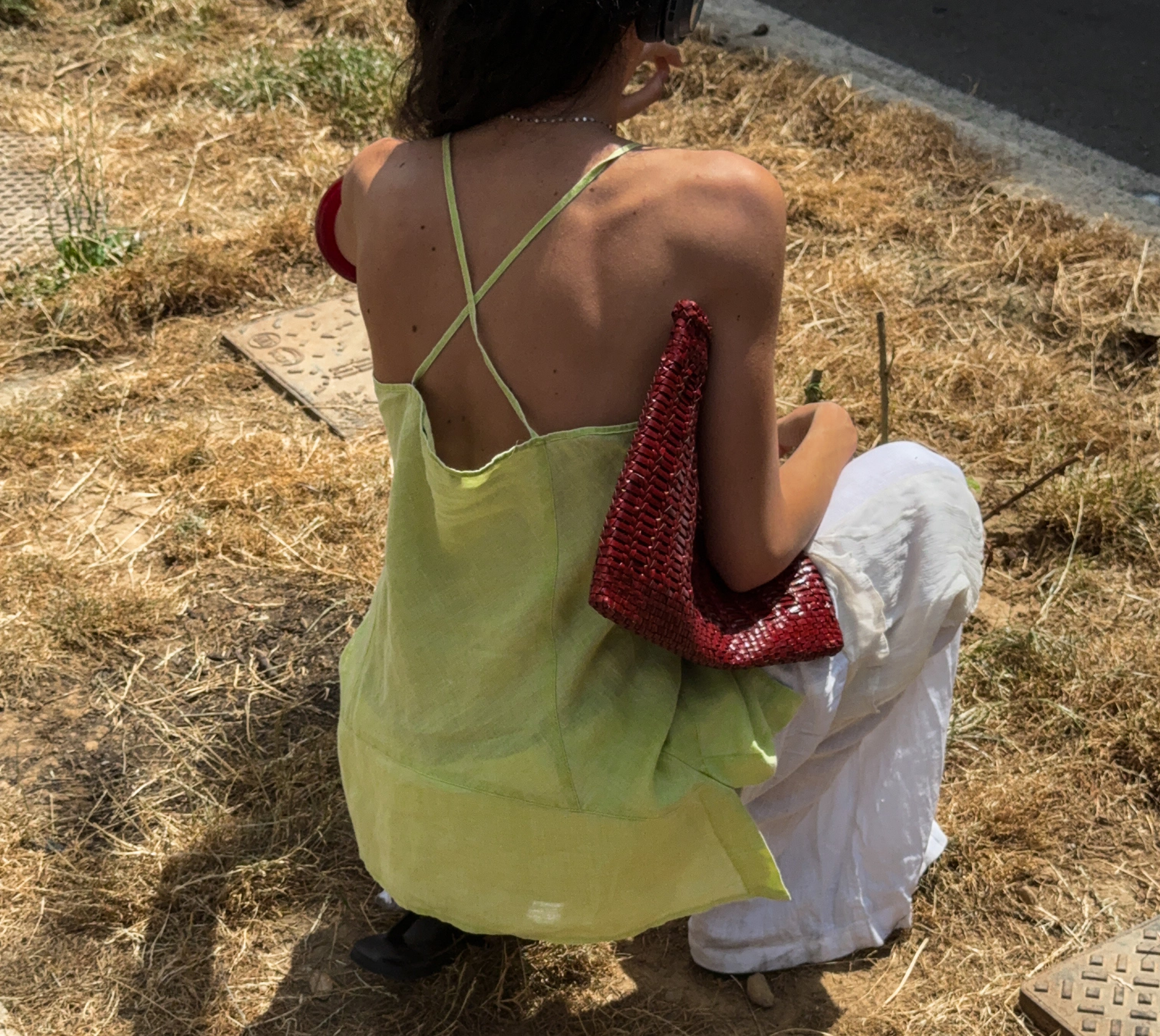 Lime linen top