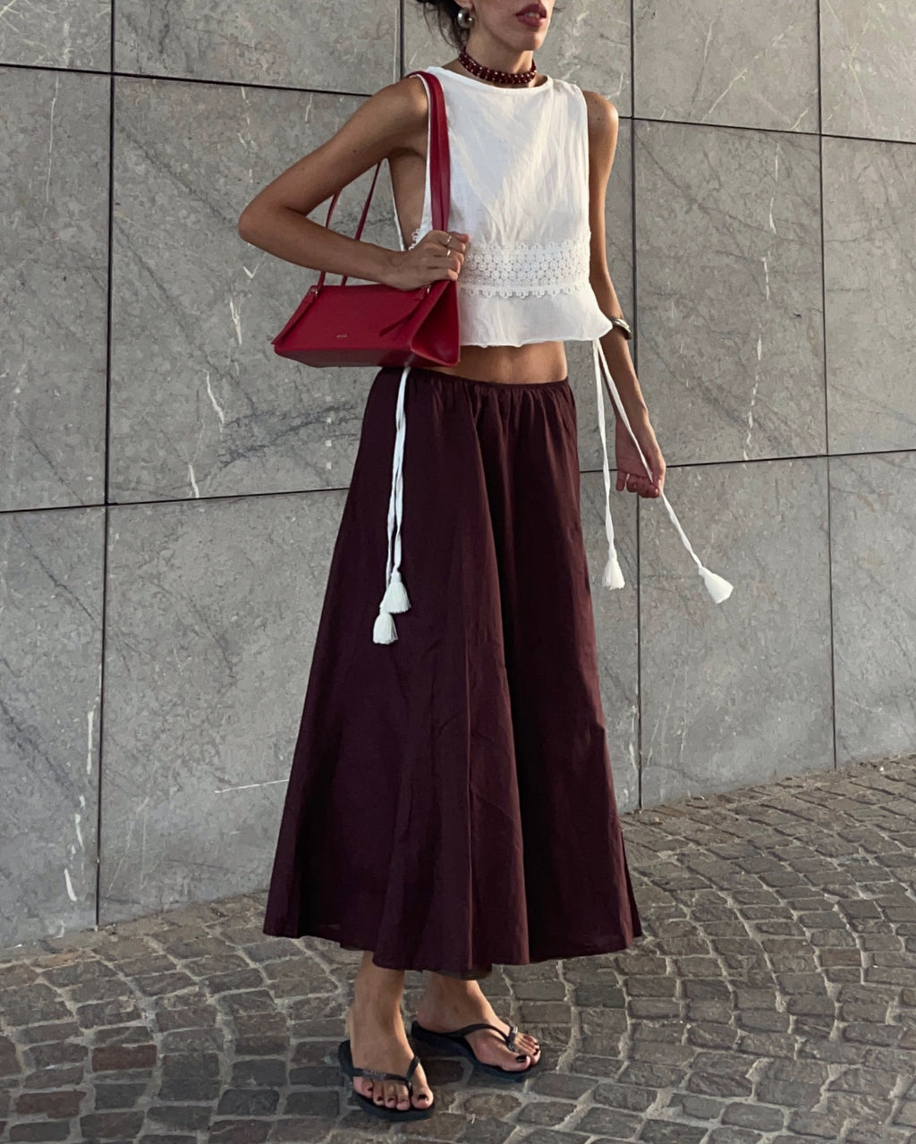 100 cotton brown skirt