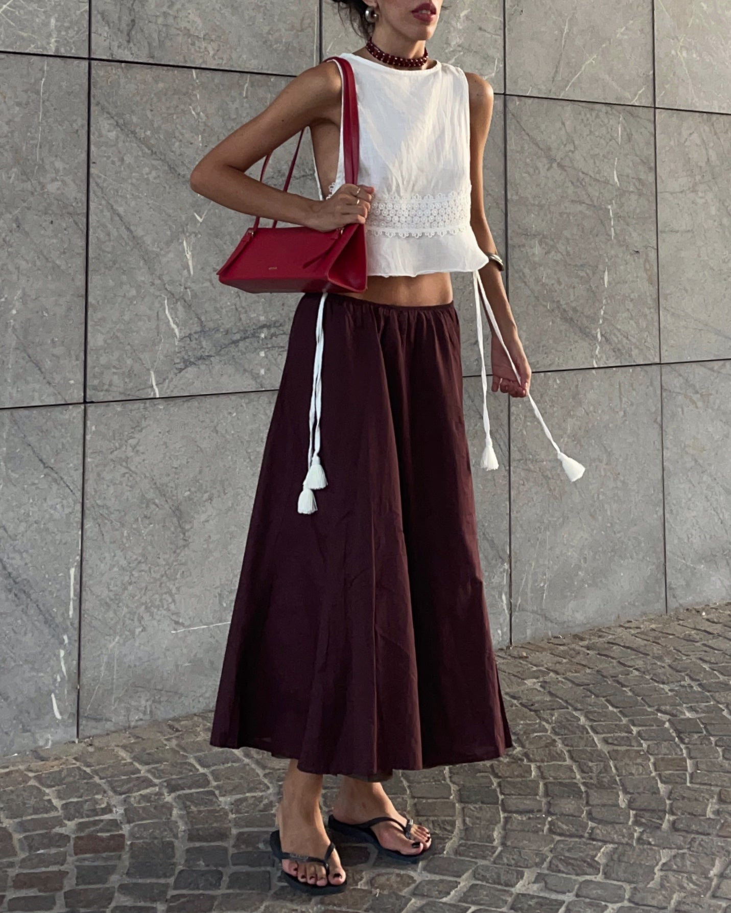 100 cotton brown skirt