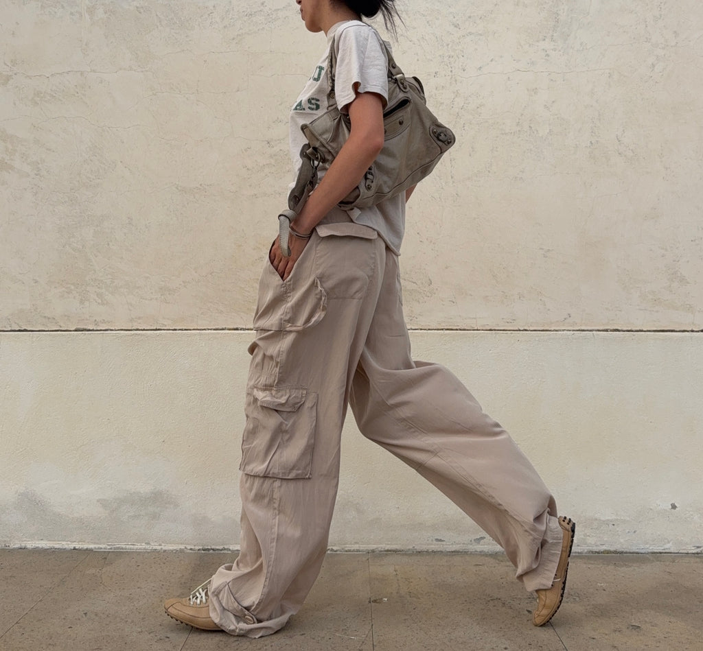 Silk blend cargo pants