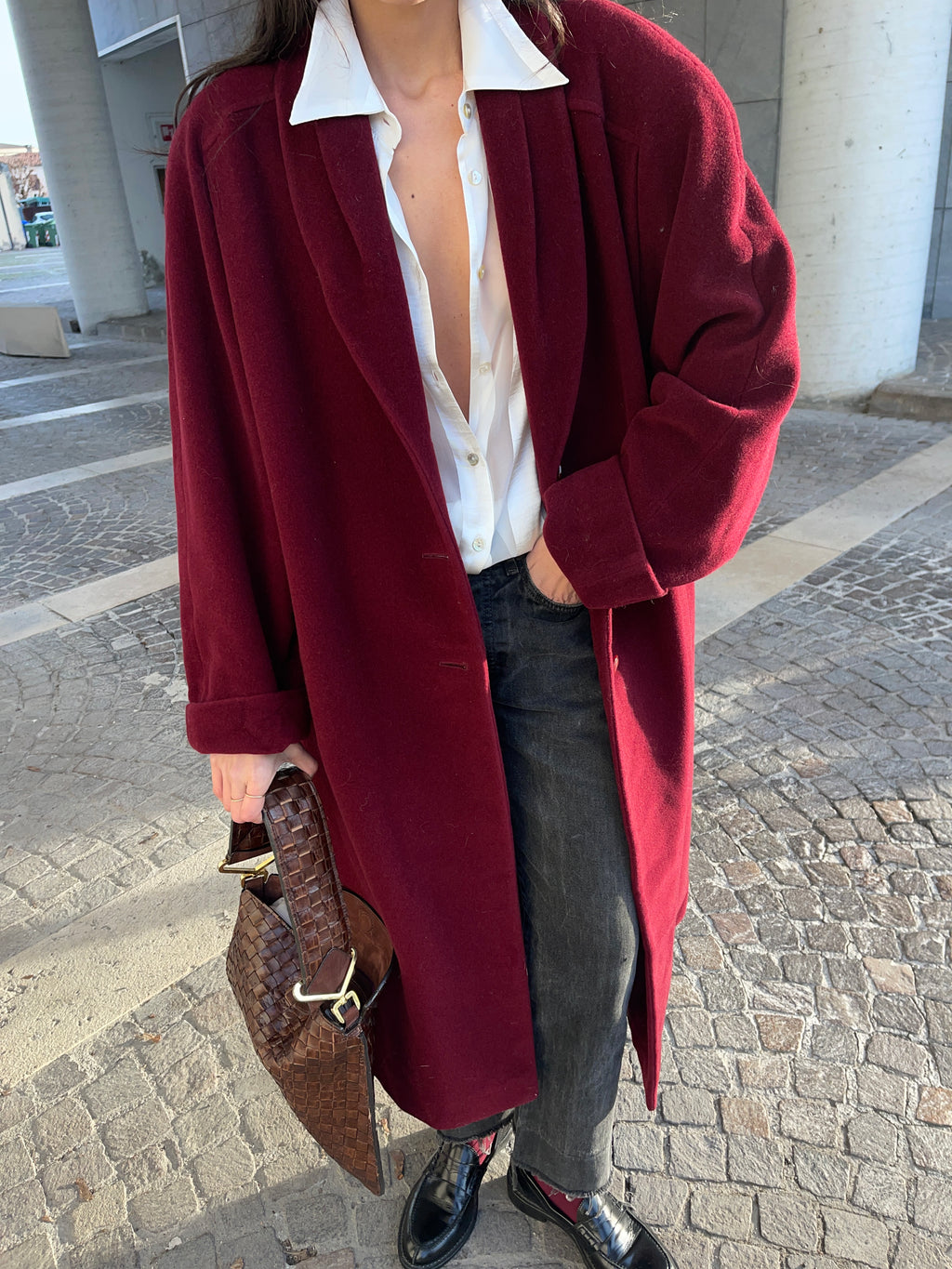 Burgundy coat