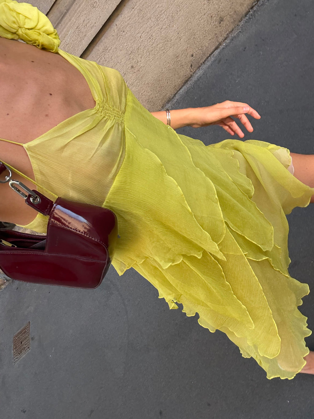 100% silk lime dress