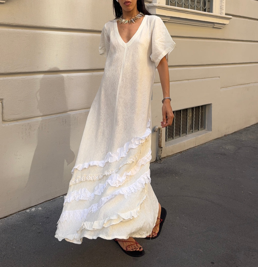 100 linen white dress