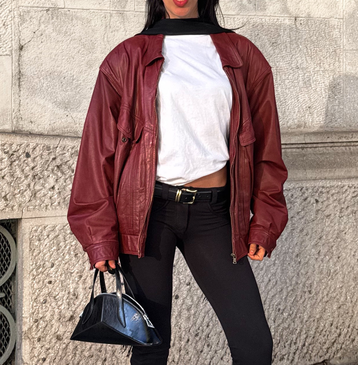 Real leather burgundy jacket
