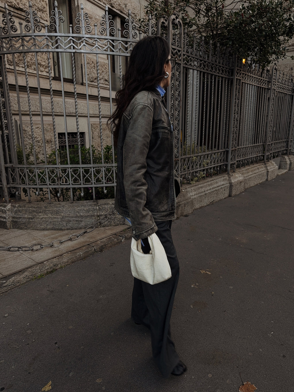 Leather distressed jacket