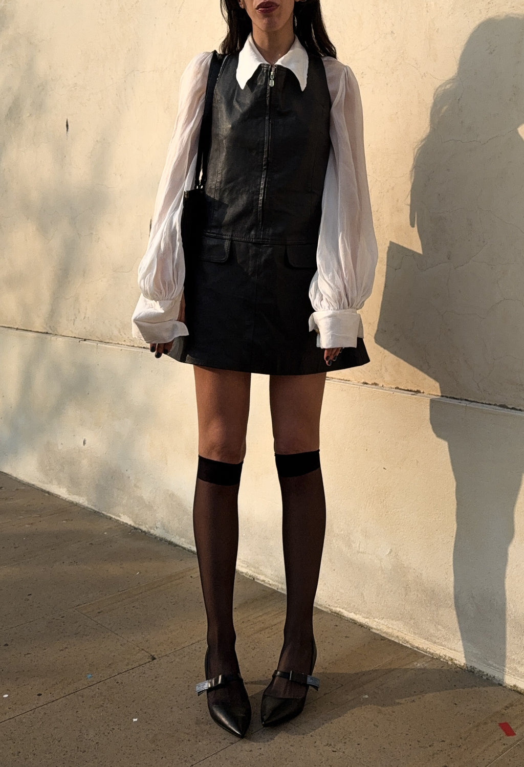 Leather mini dress