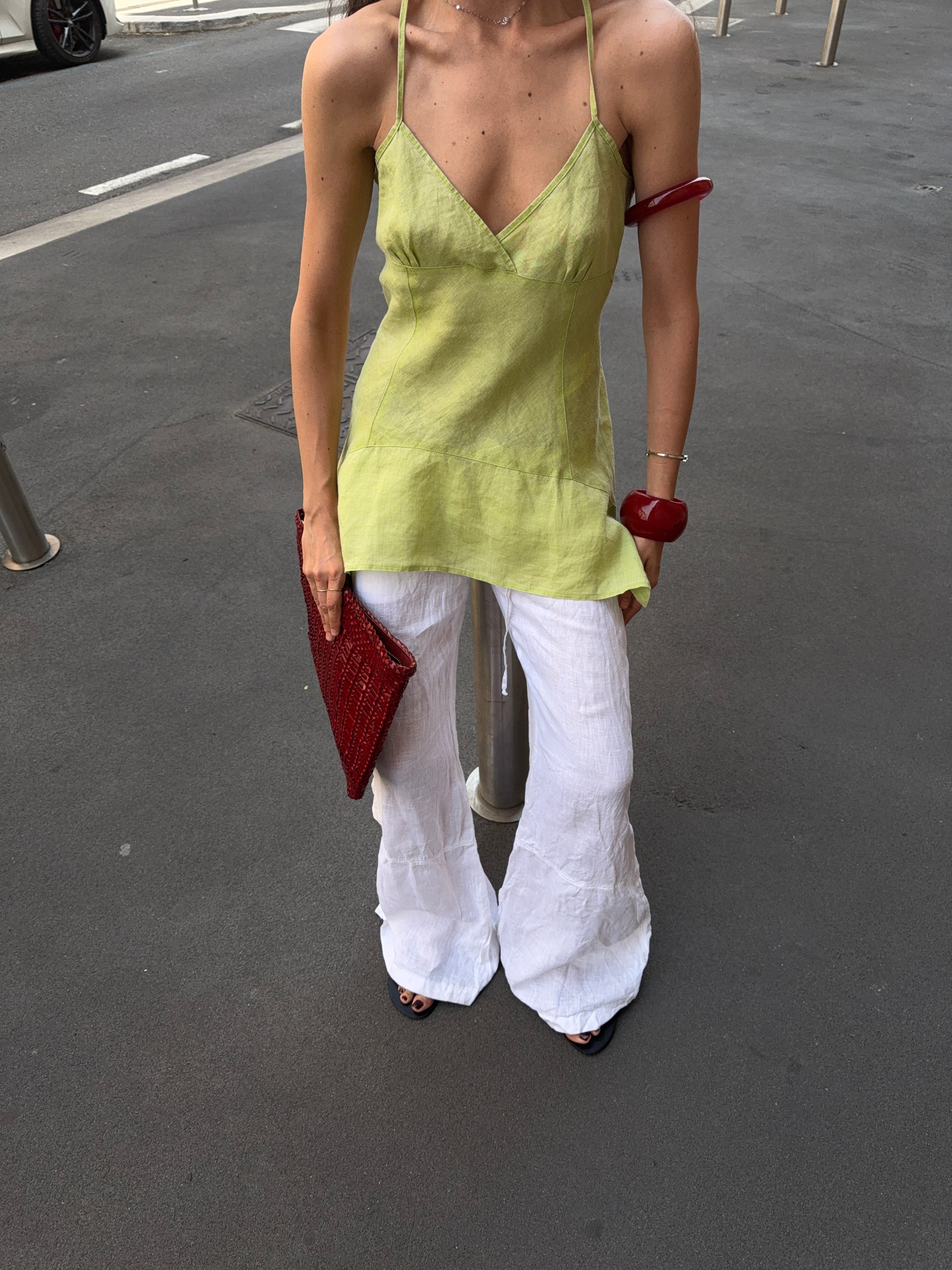 Lime linen top