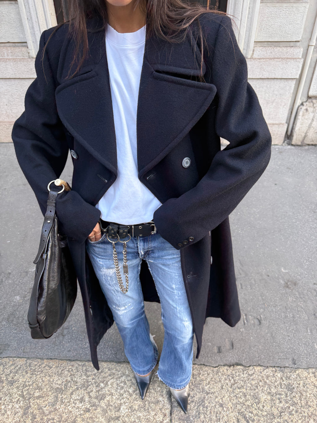 Blue double breast coat