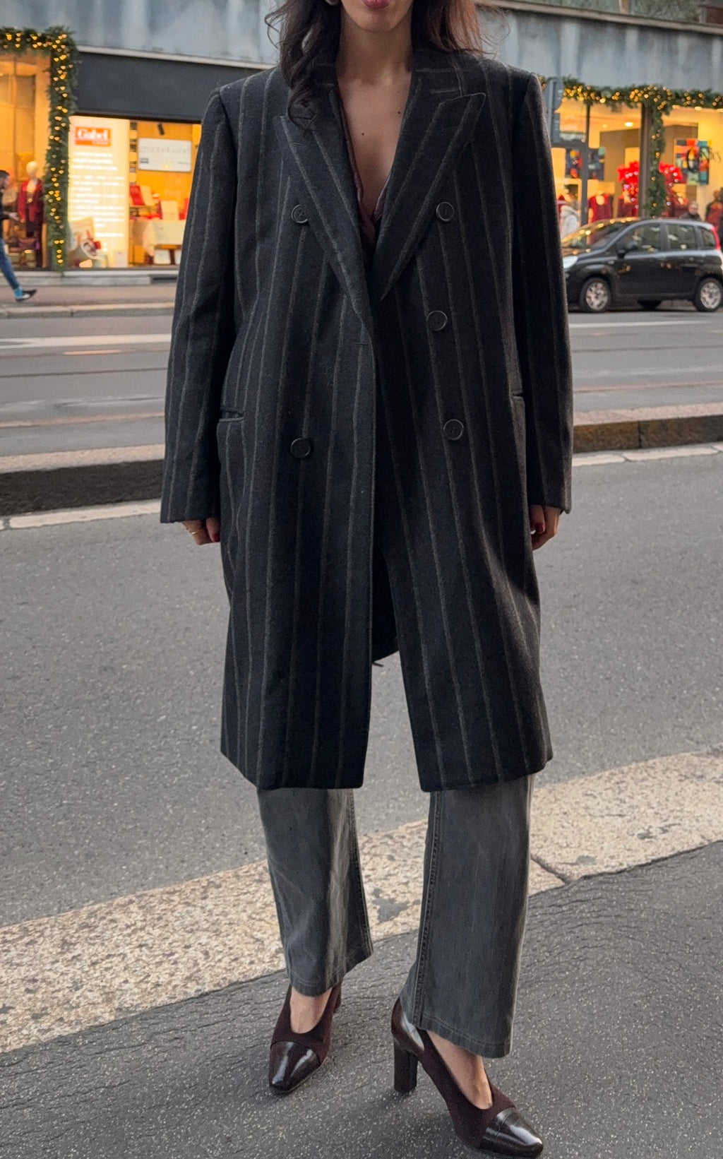 Gessato man coat