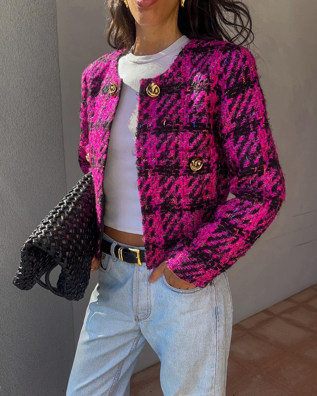 tweed fuchsia jacket