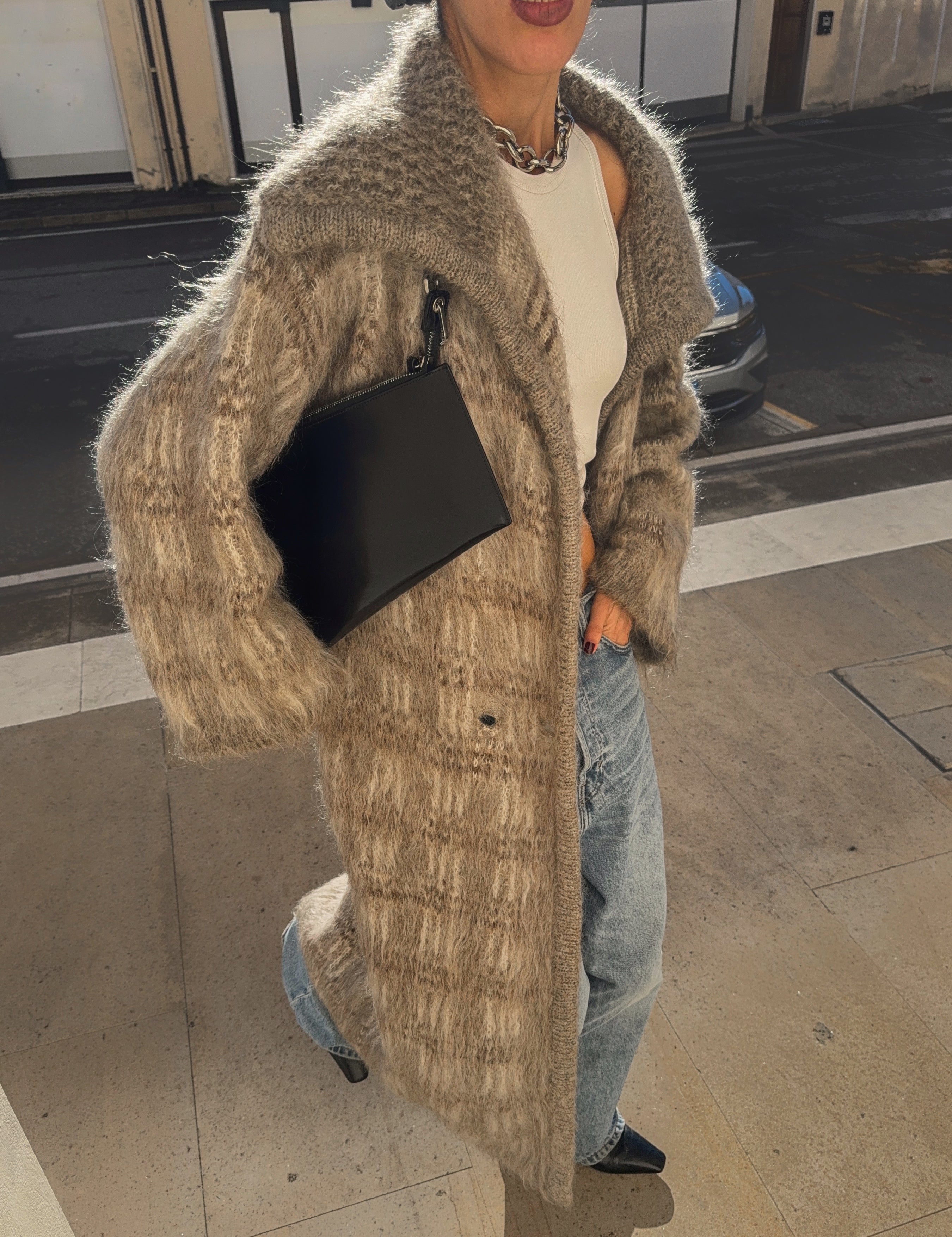 Mohair wool maxi coat