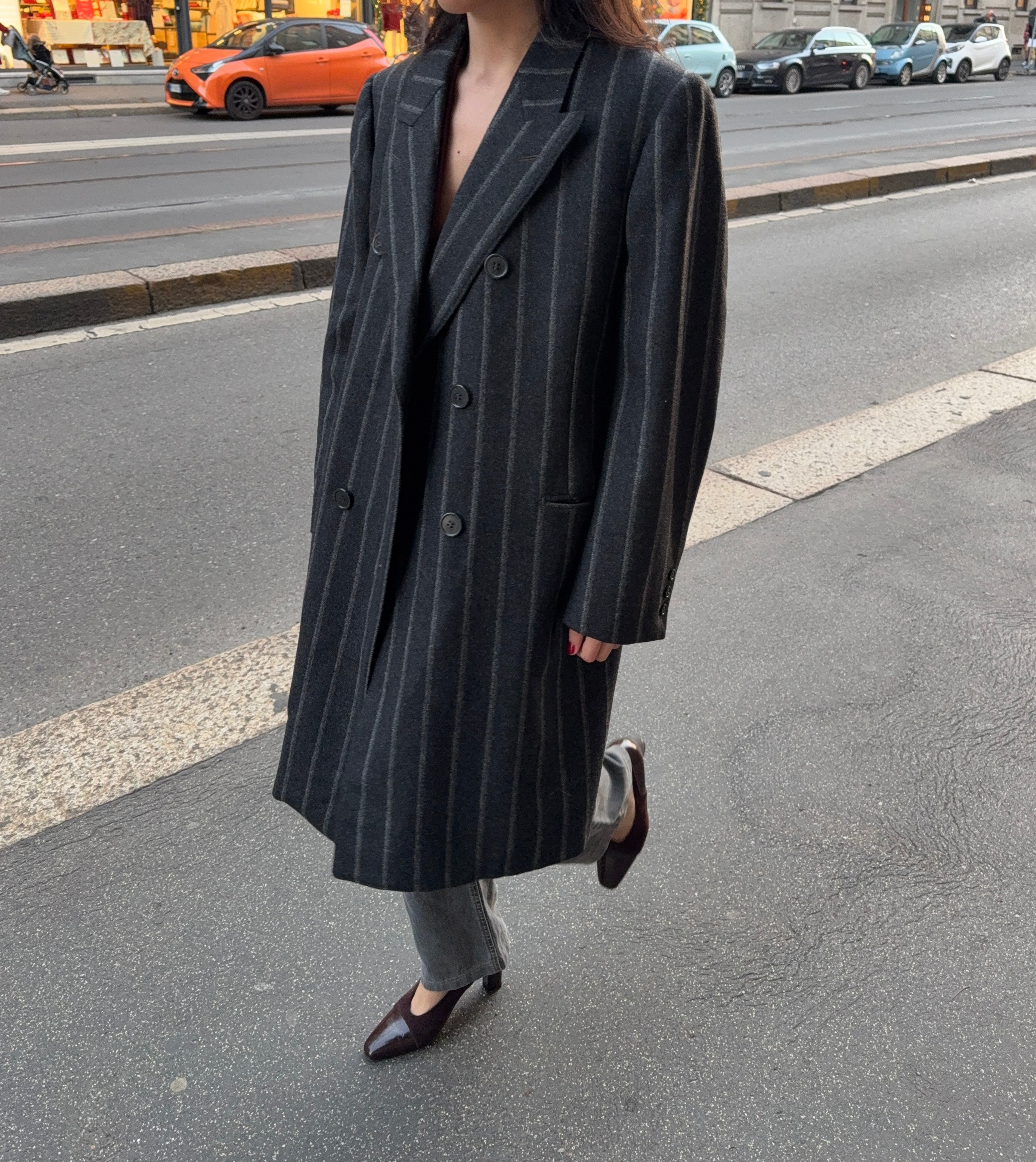 Gessato man coat