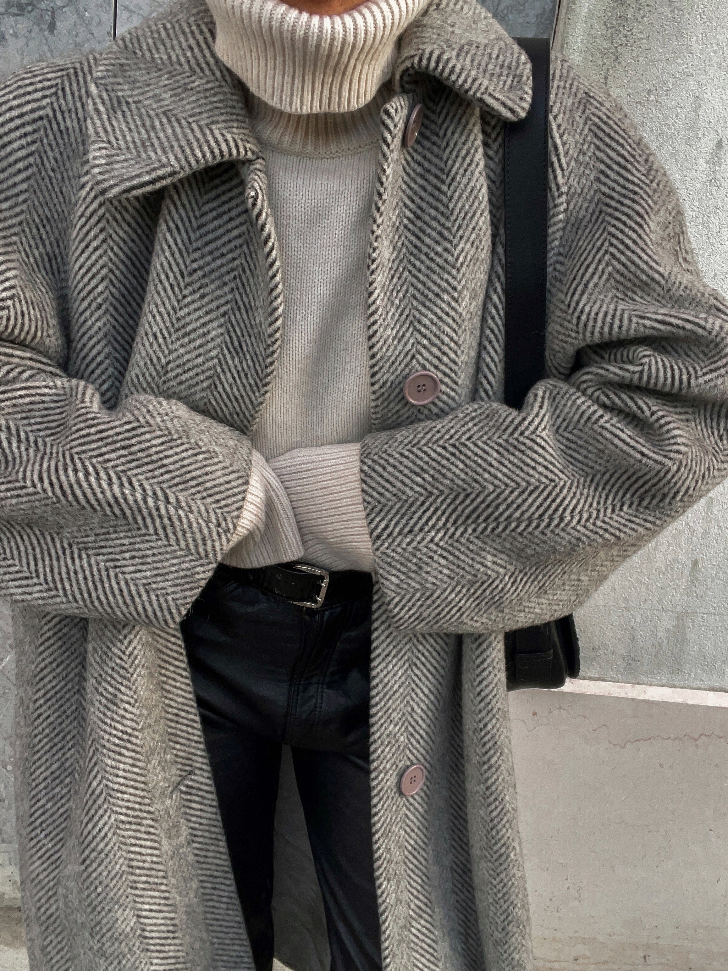 Spigato coat mohair blend
