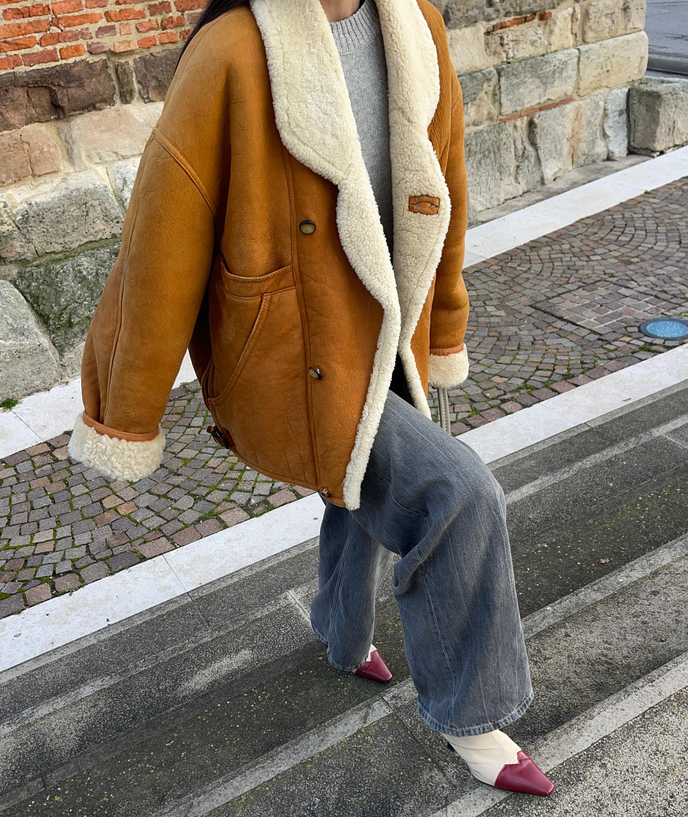 Vintage aviator shearling coat