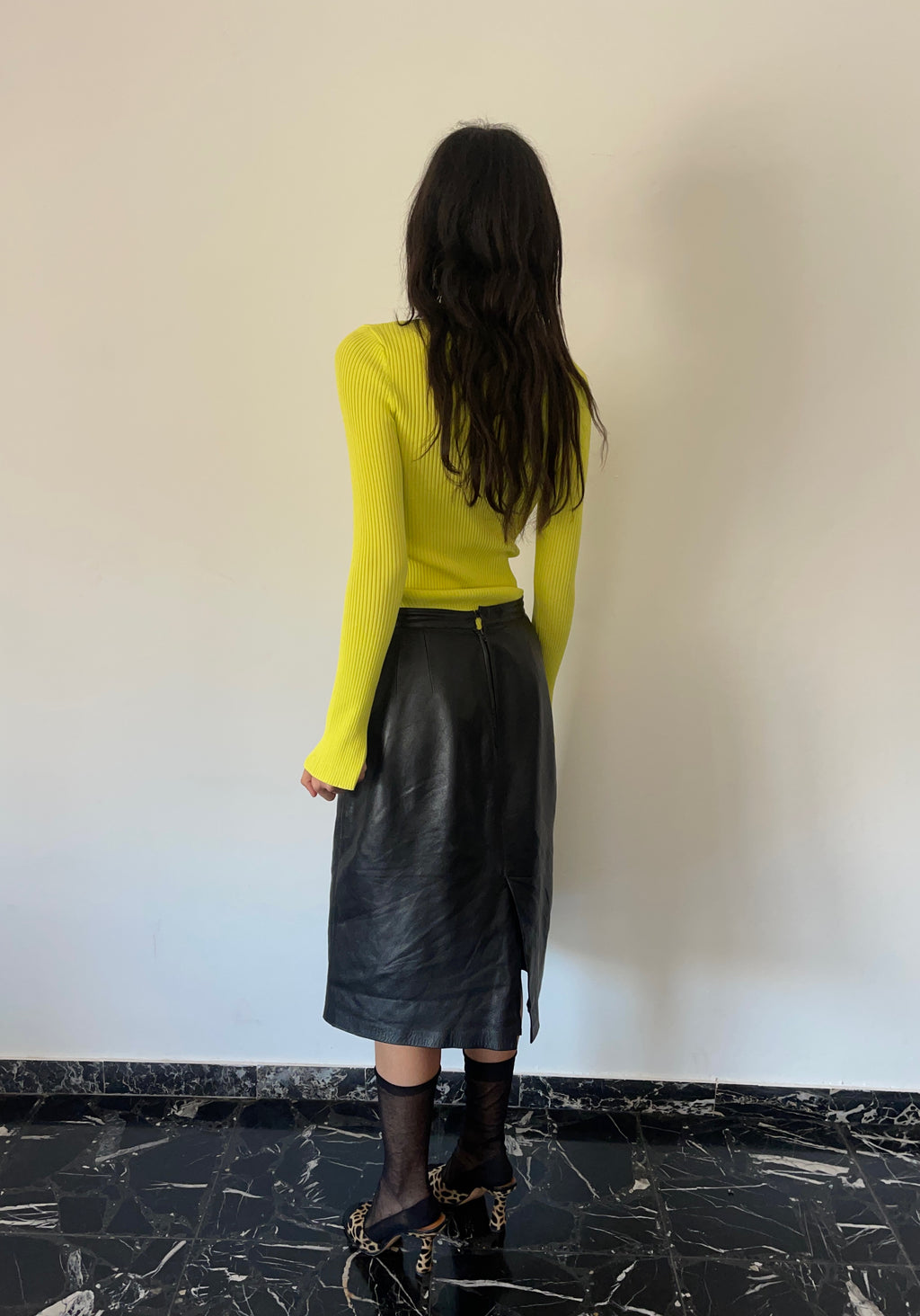 Black leather skirt