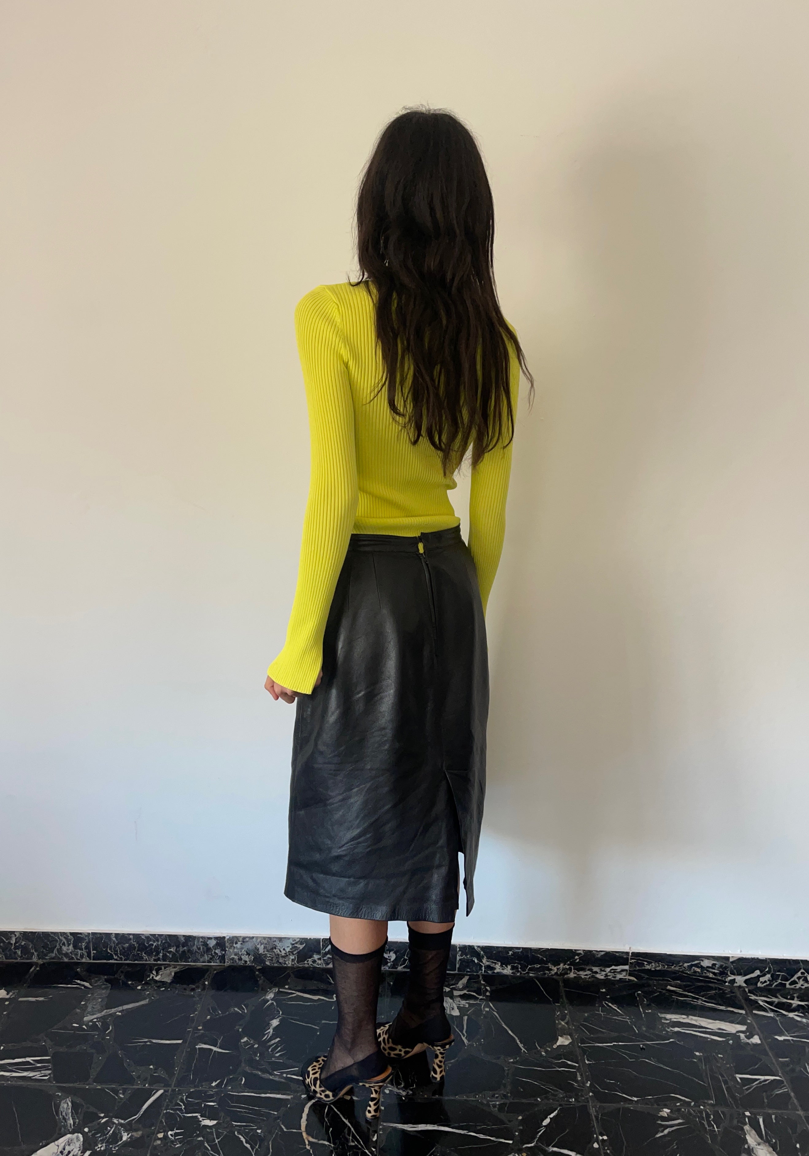Black leather skirt