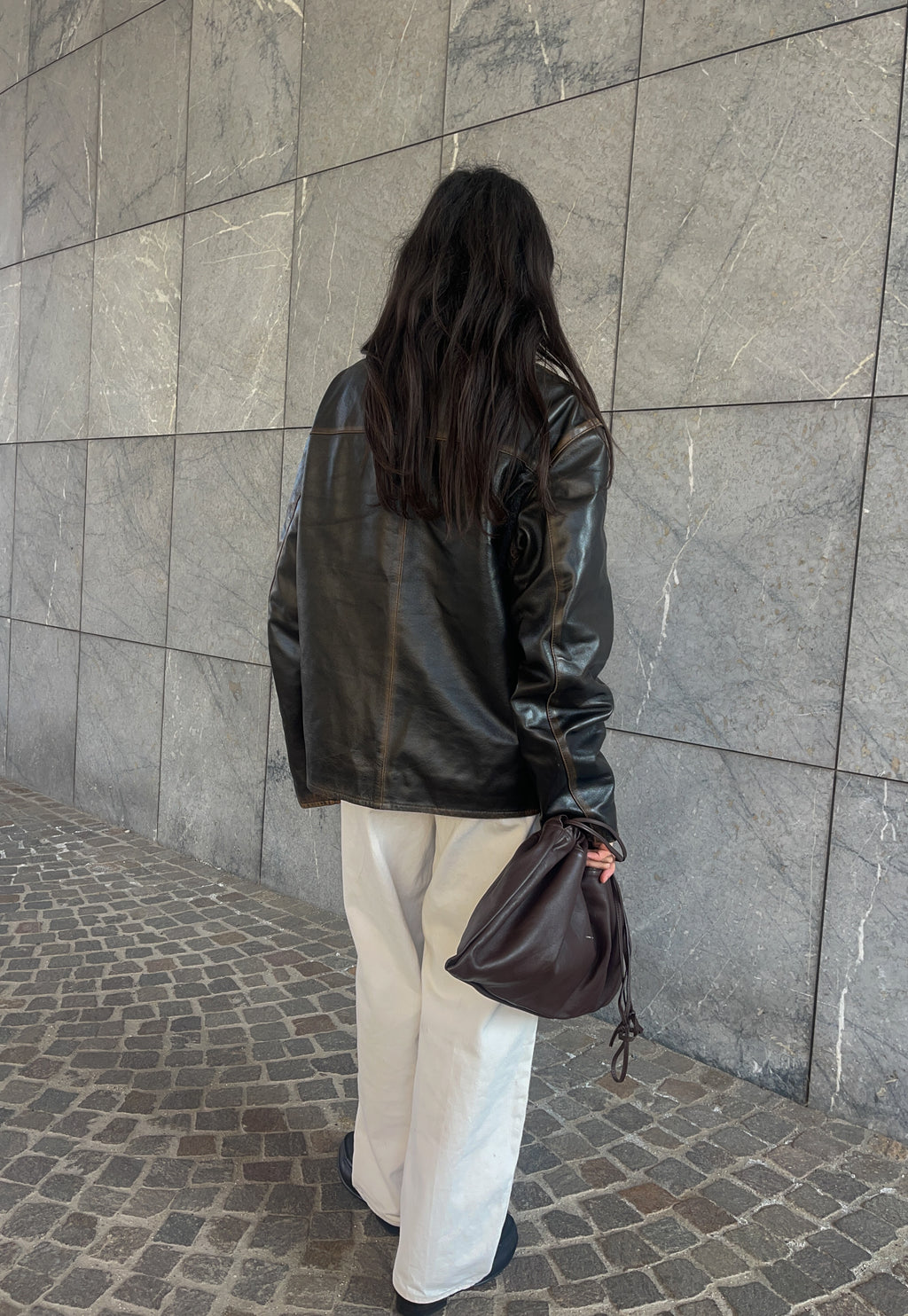 Coated leather jacket*
