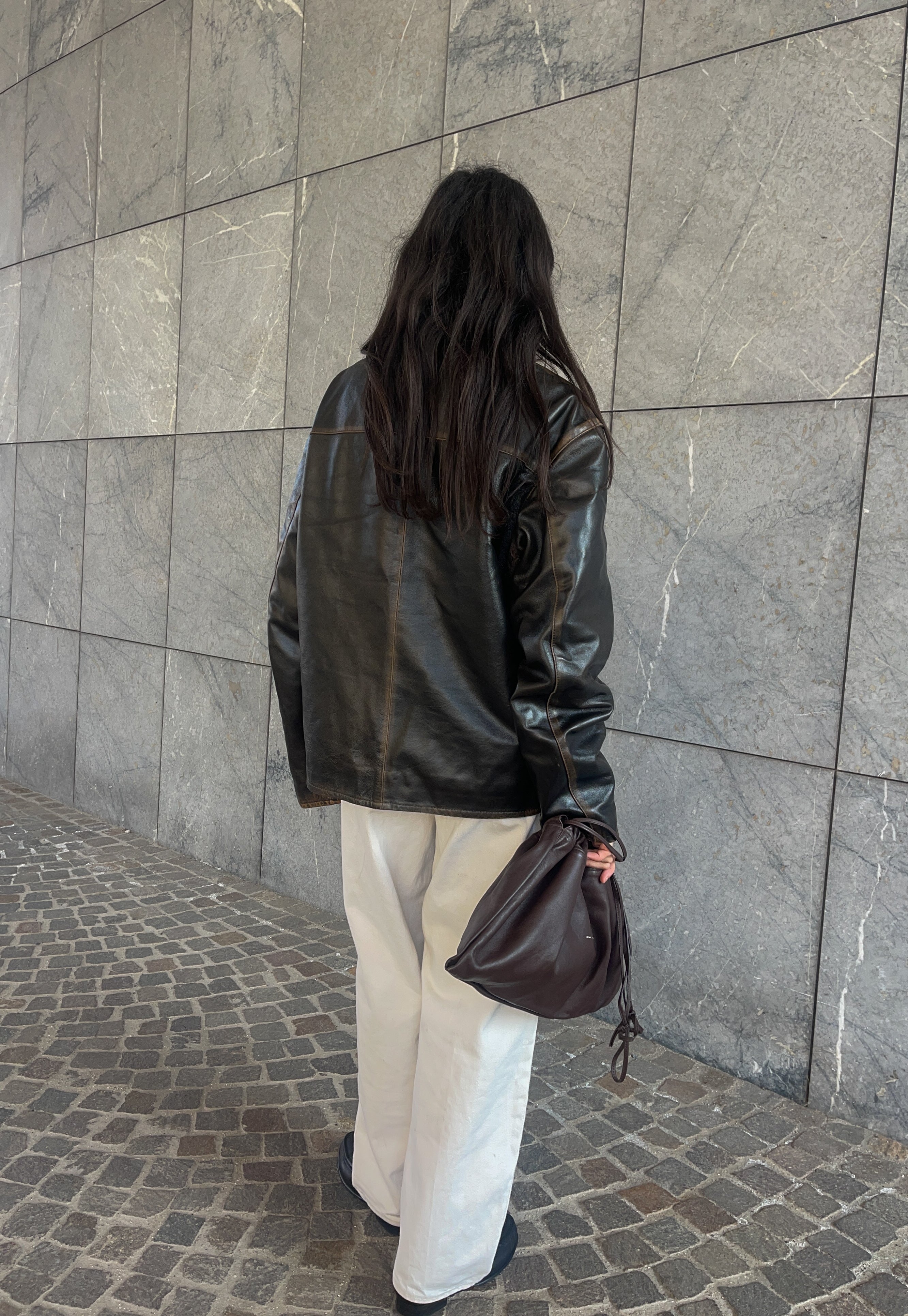 Coated leather jacket*