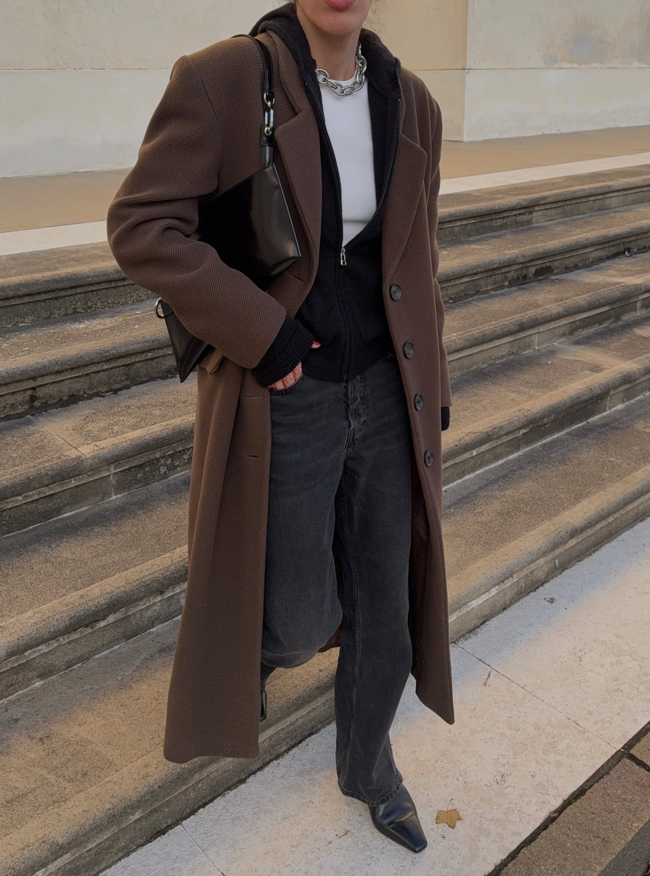 brown long coat